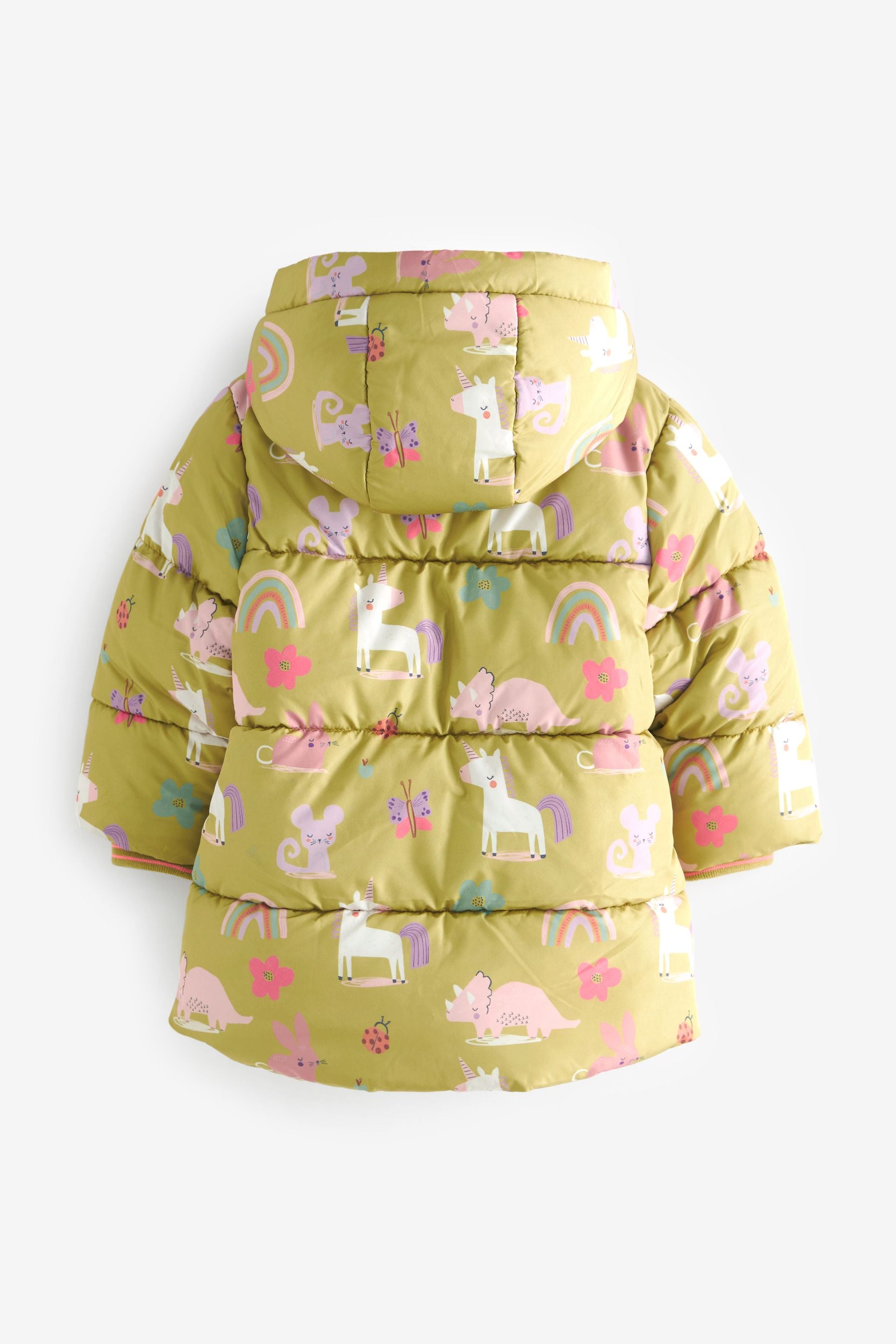 Yellow Printed Character Shower Resistant Padded Coat (3mths-7yrs)