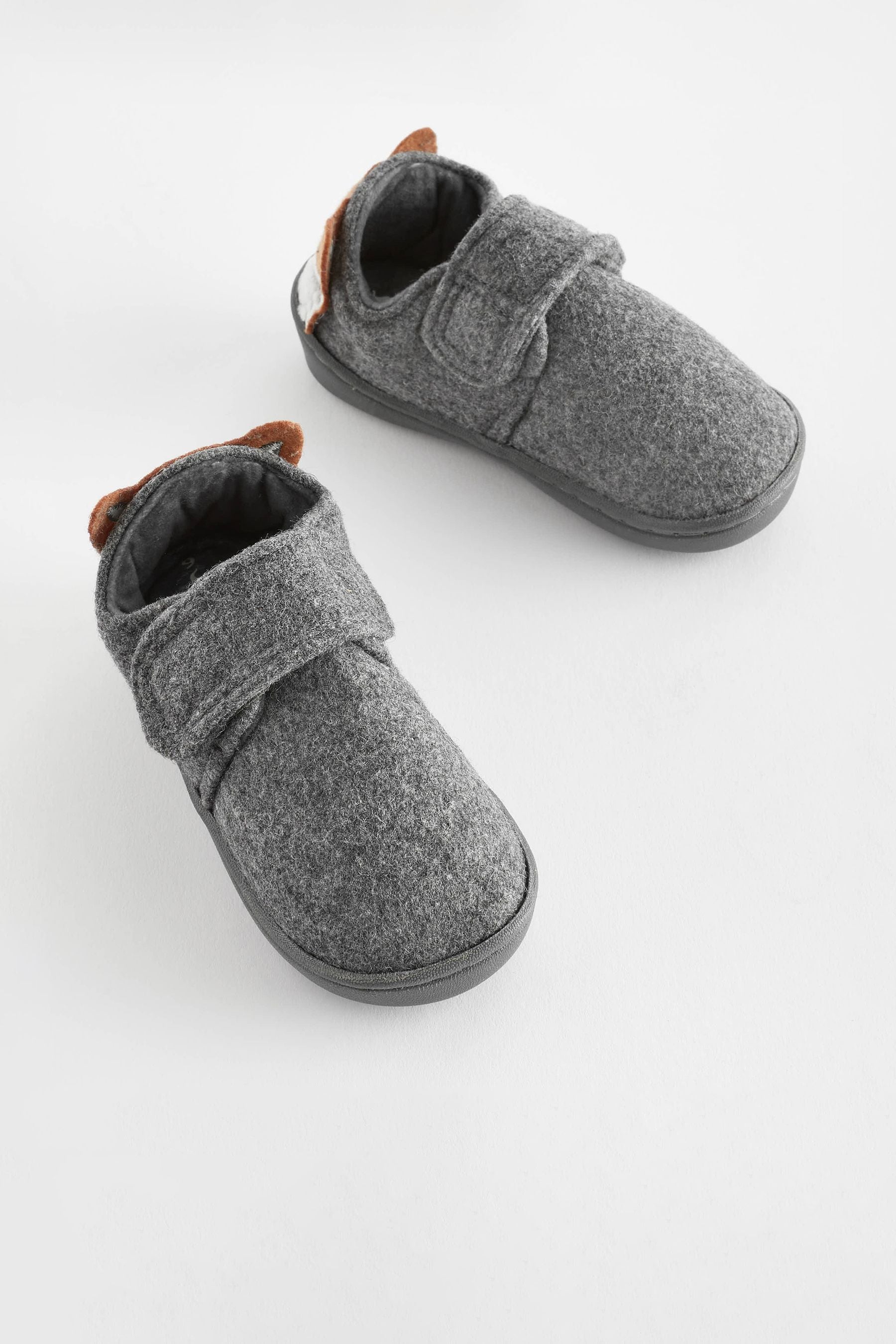 Grey Touch Fastening Cupsole Print Slippers