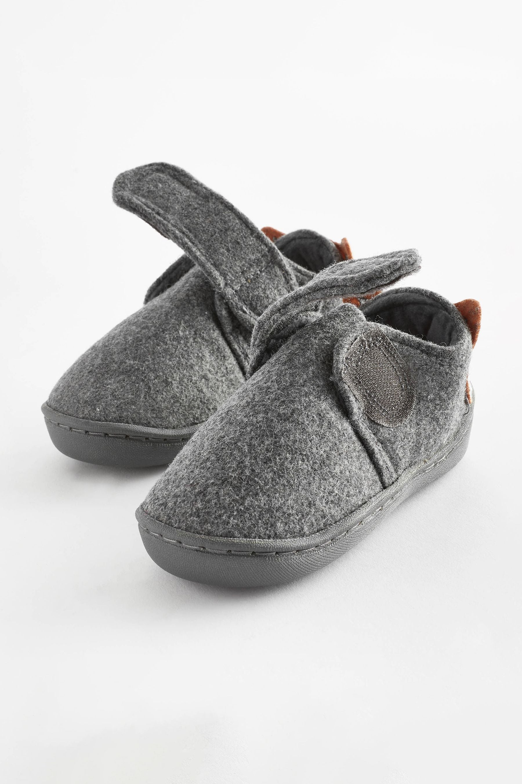 Grey Touch Fastening Cupsole Print Slippers