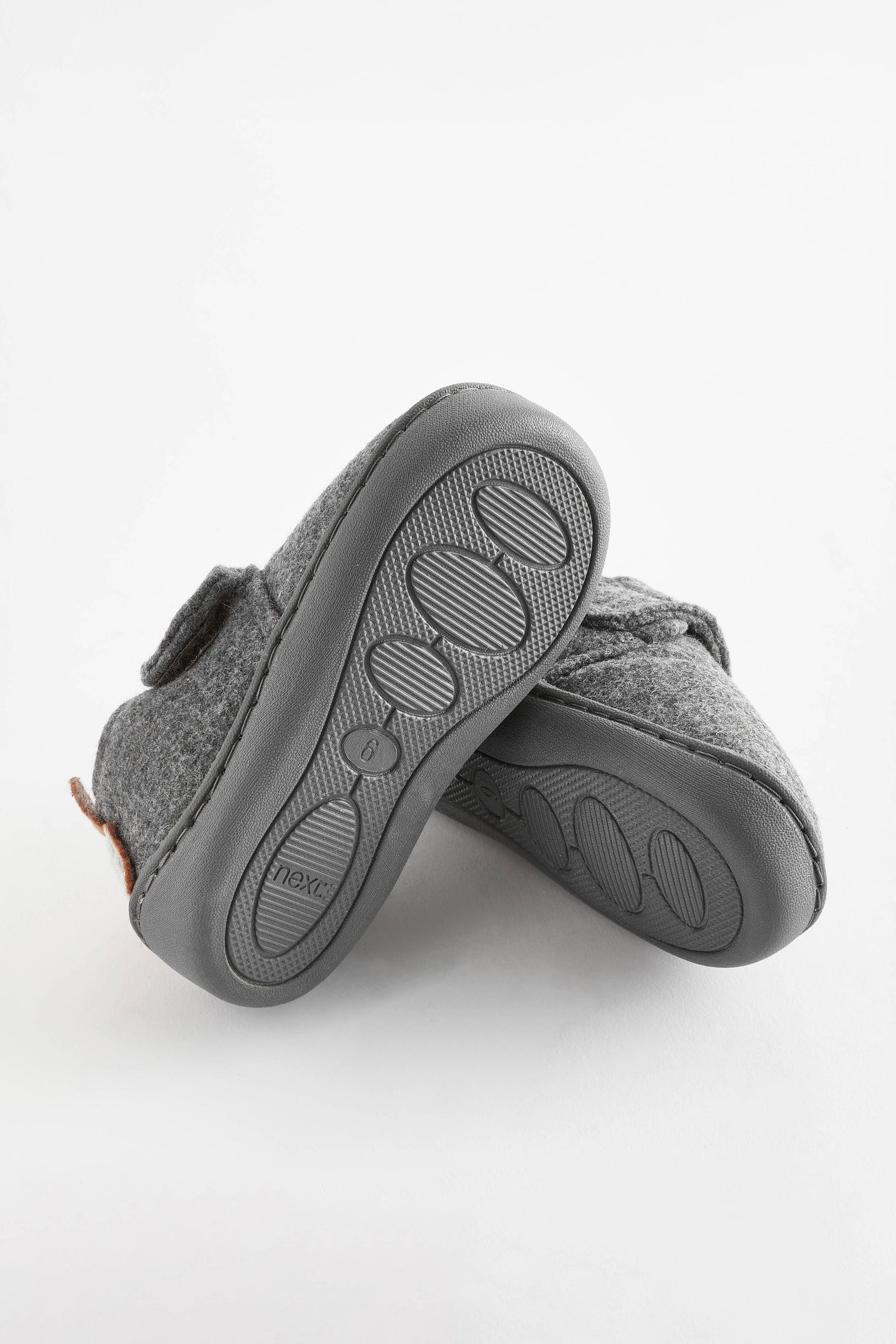 Grey Touch Fastening Cupsole Print Slippers