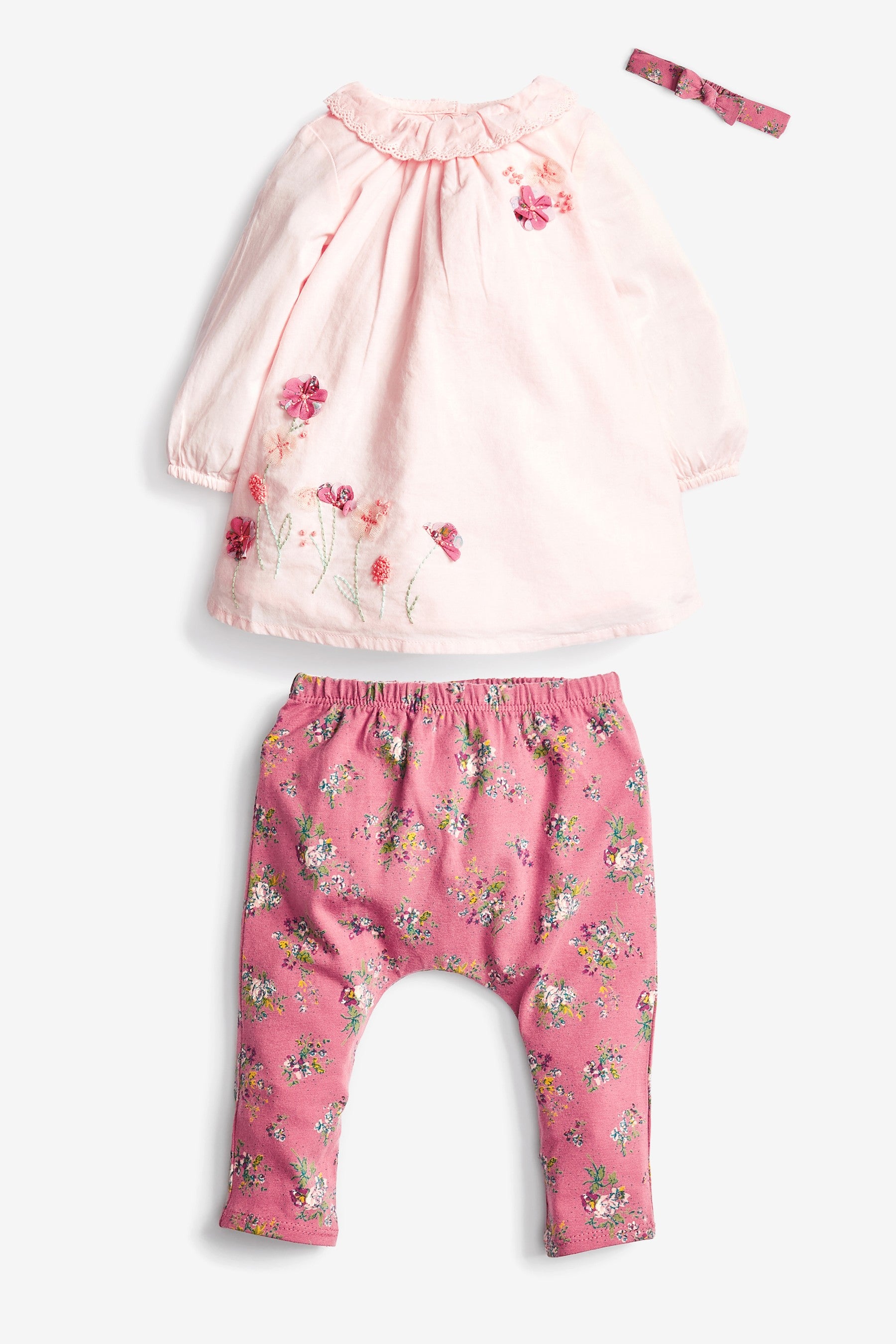 Pink Baby T-Shirt, Leggings And Headband Set