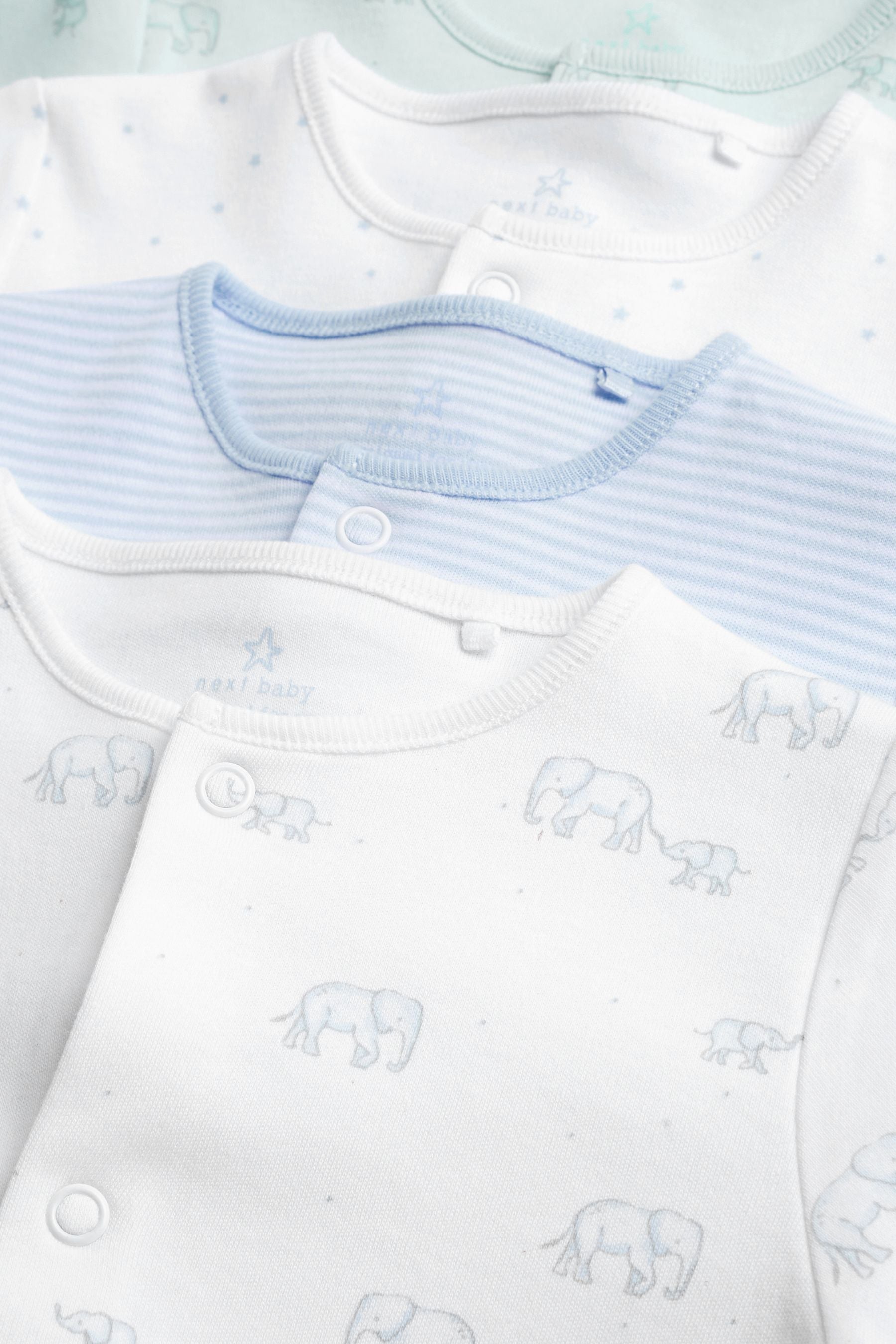 Pale Blue 4 Pack Baby Sleepsuits (0-3yrs)