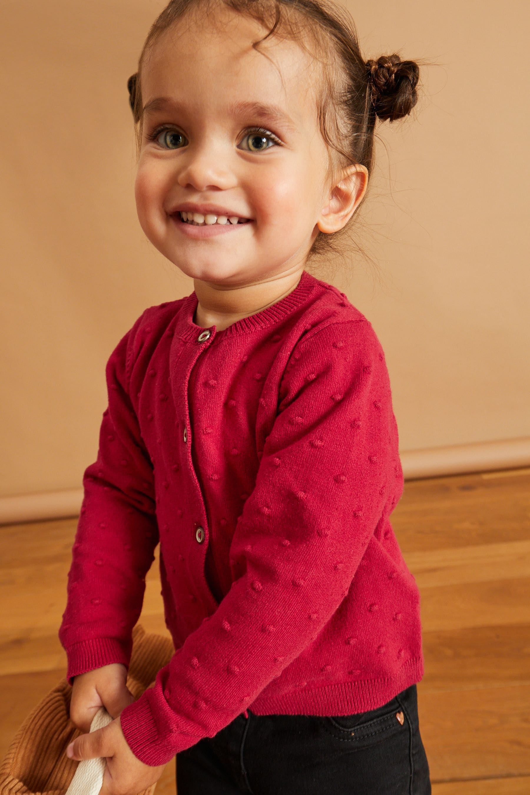 Red Bobble Cardigan (3mths-10yrs)