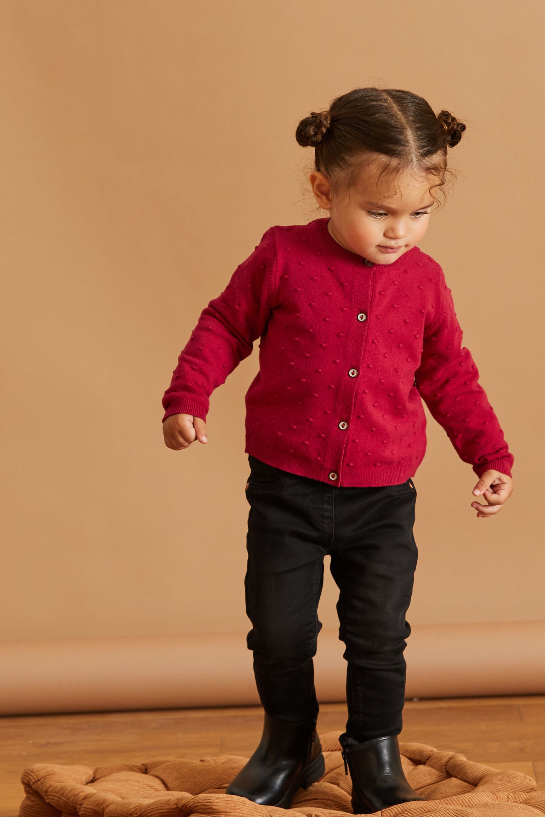 Red Bobble Cardigan (3mths-10yrs)