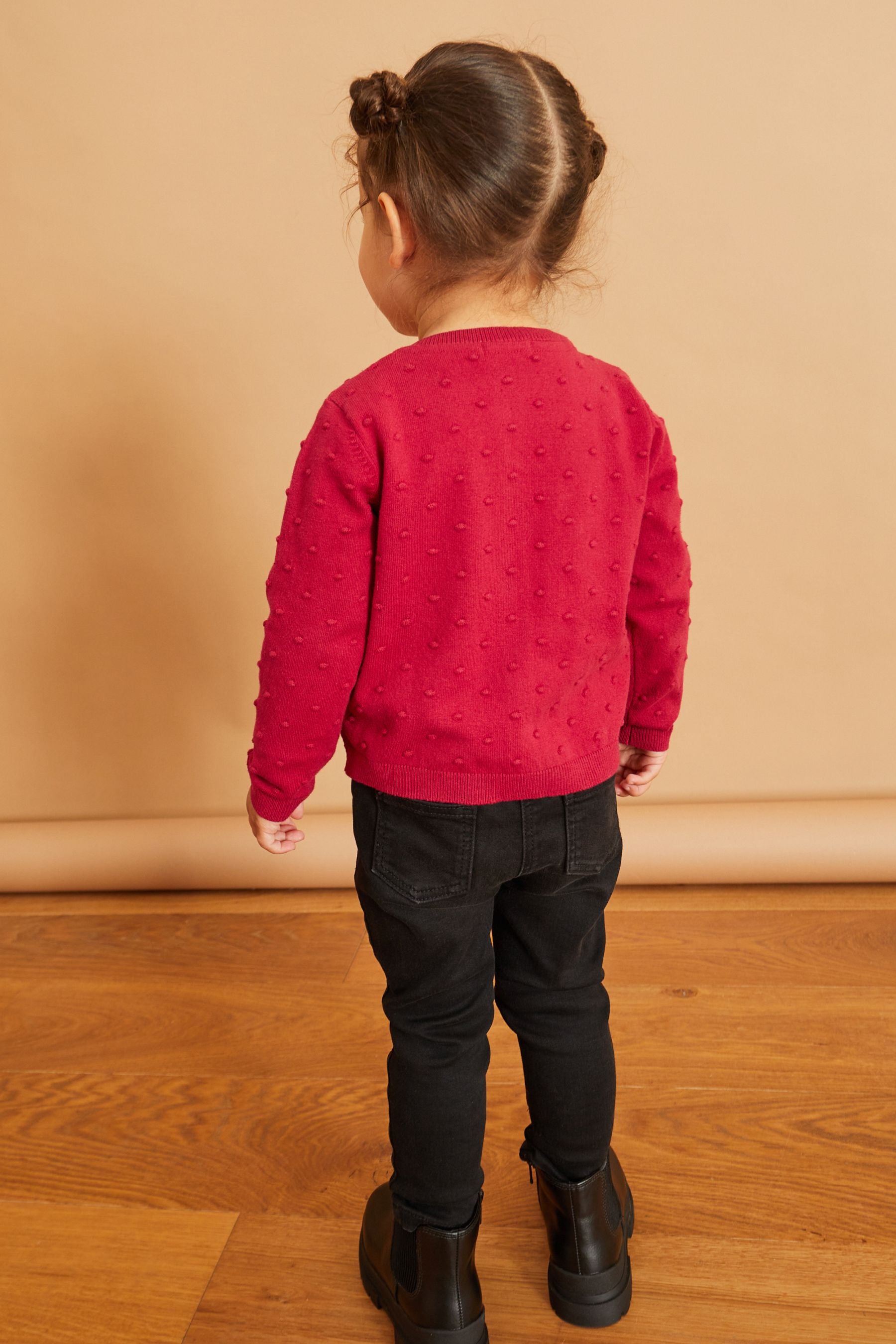 Red Bobble Cardigan (3mths-10yrs)