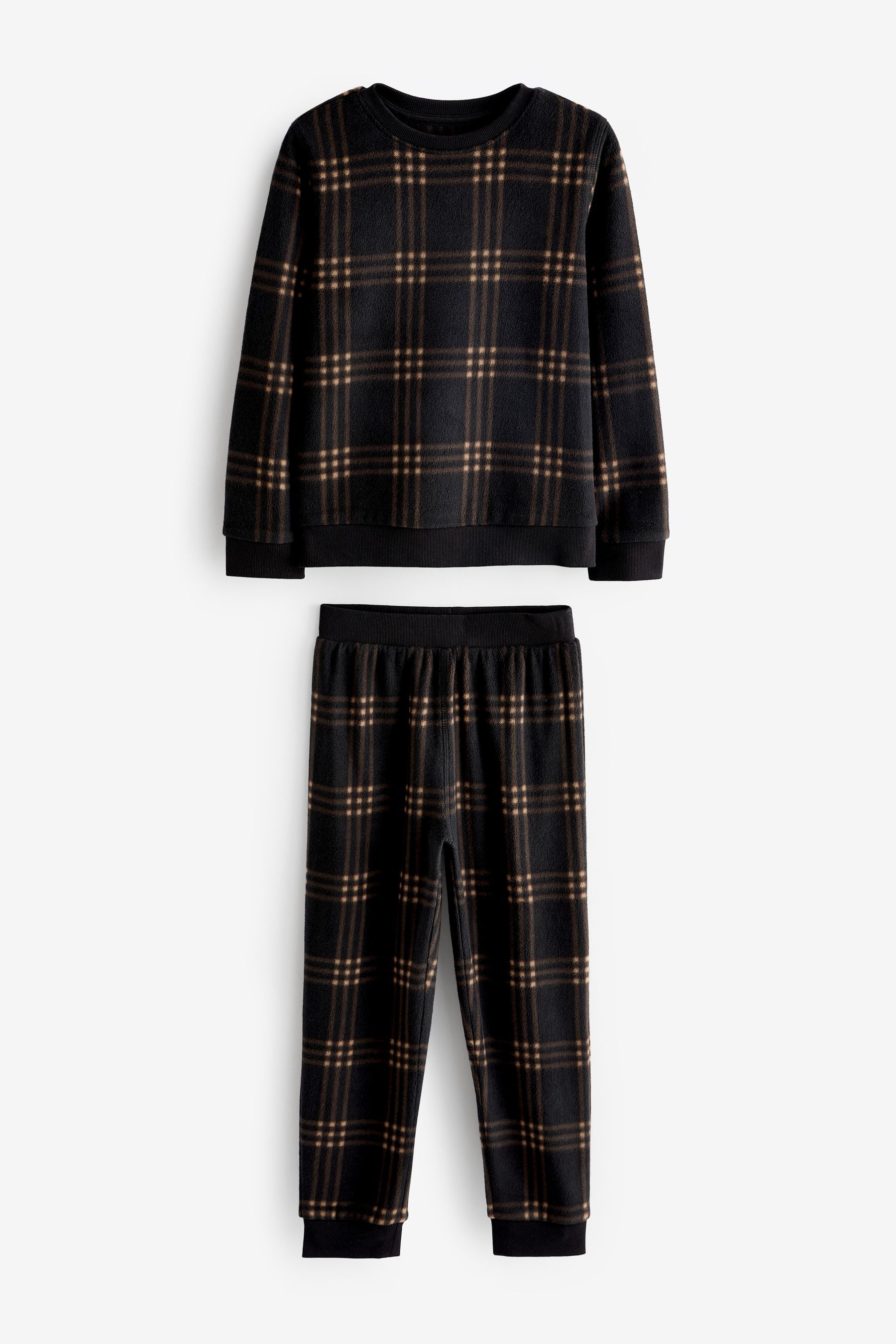 Monochrome Check Soft Touch Fleece with Elastane Pyjamas (3-16yrs)