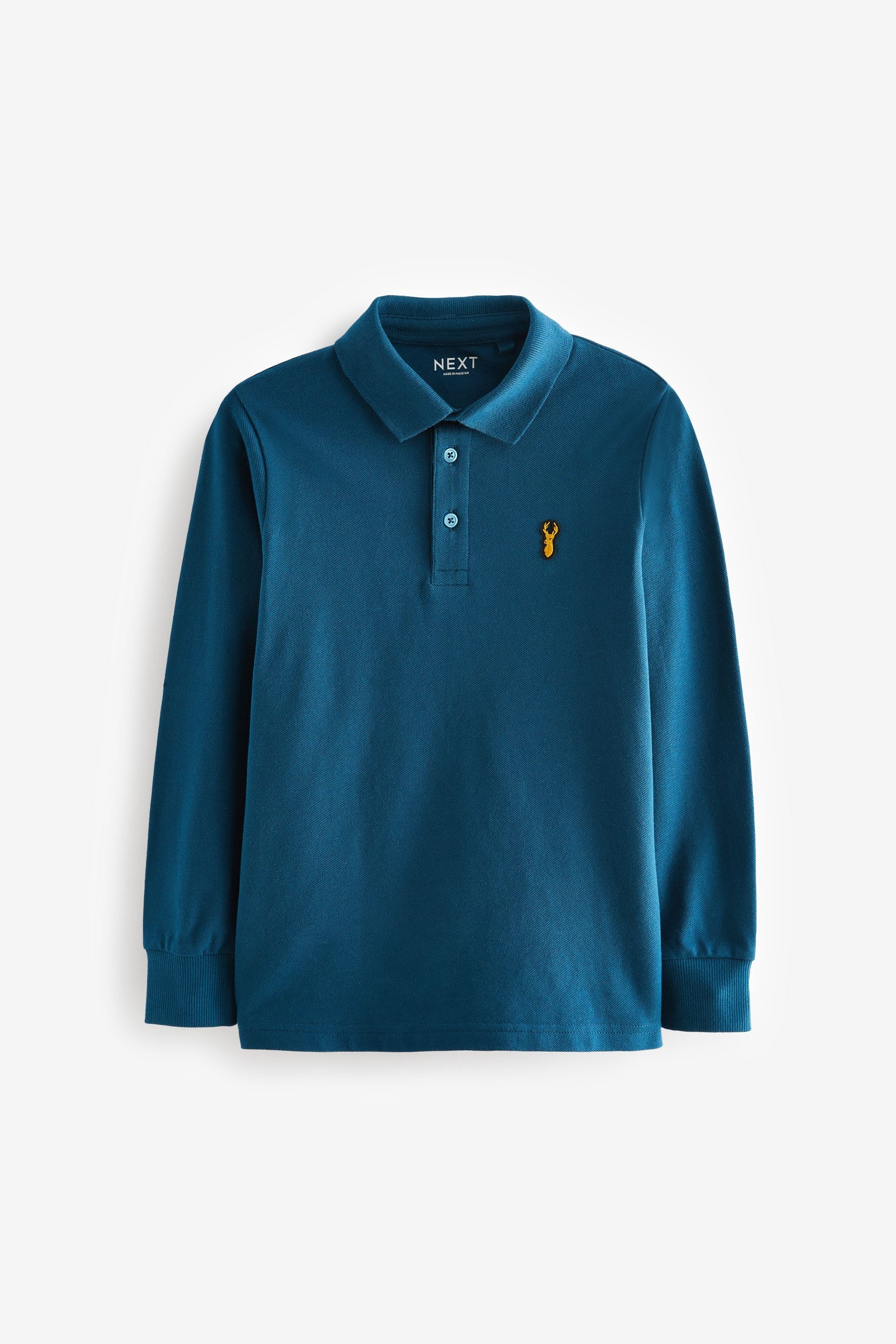 Teal Blue Long Sleeve Polo Shirt (3-16yrs)