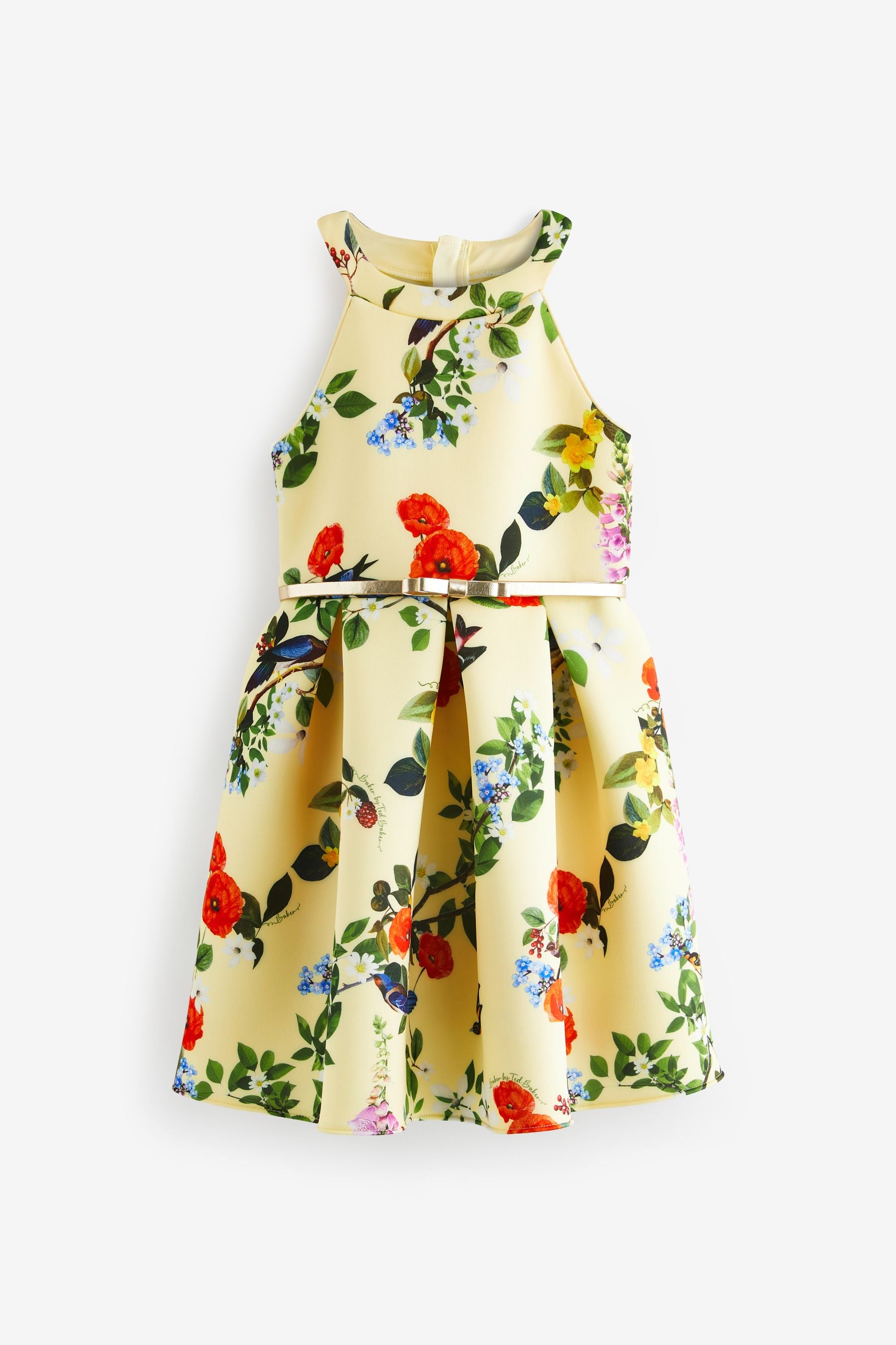 Yellow Baker by Ted Baker Floral Belted Scuba Dress