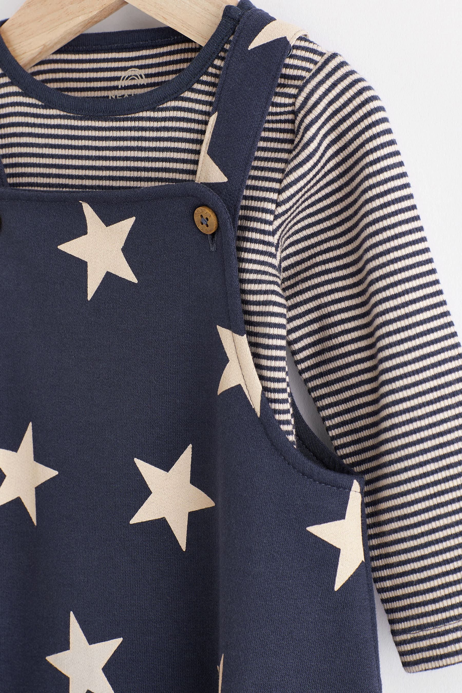 Navy Blue Star Jersey Baby Dungarees And Bodysuit (0mths-2yrs)