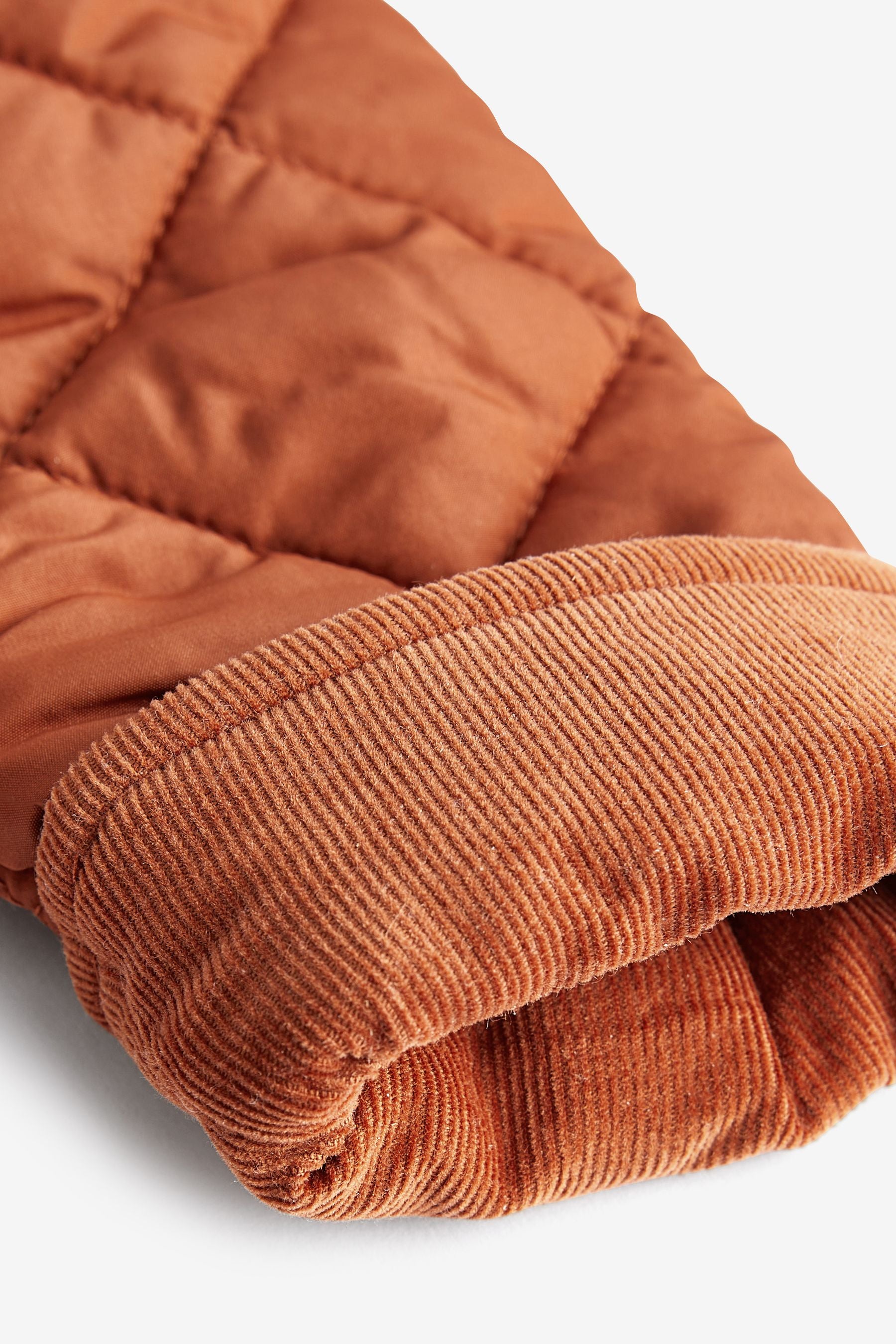 Rust Brown Quilted Teddy Borg Fleece Lined Jacket (3mths-7yrs)