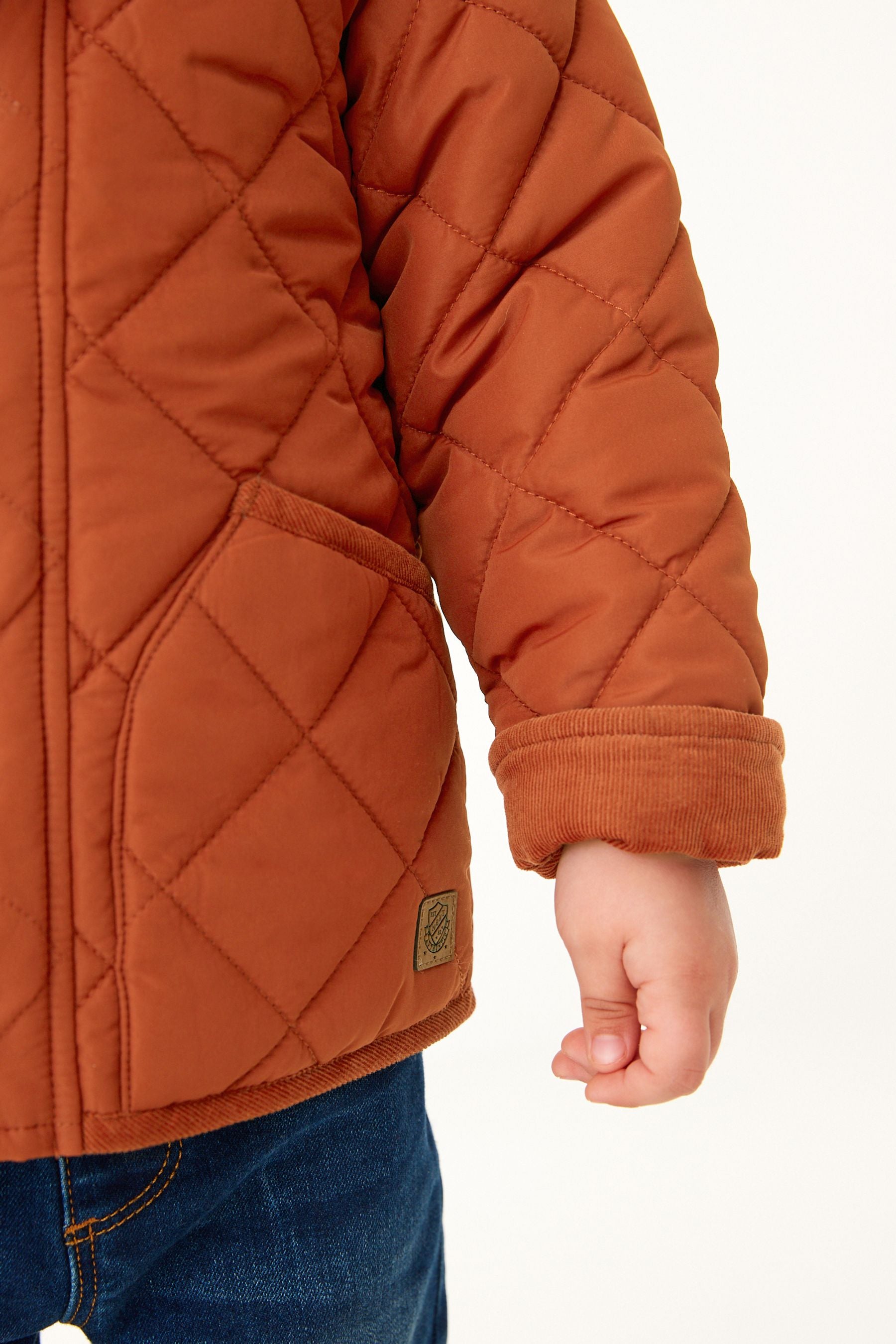 Rust Brown Quilted Teddy Borg Fleece Lined Jacket (3mths-7yrs)