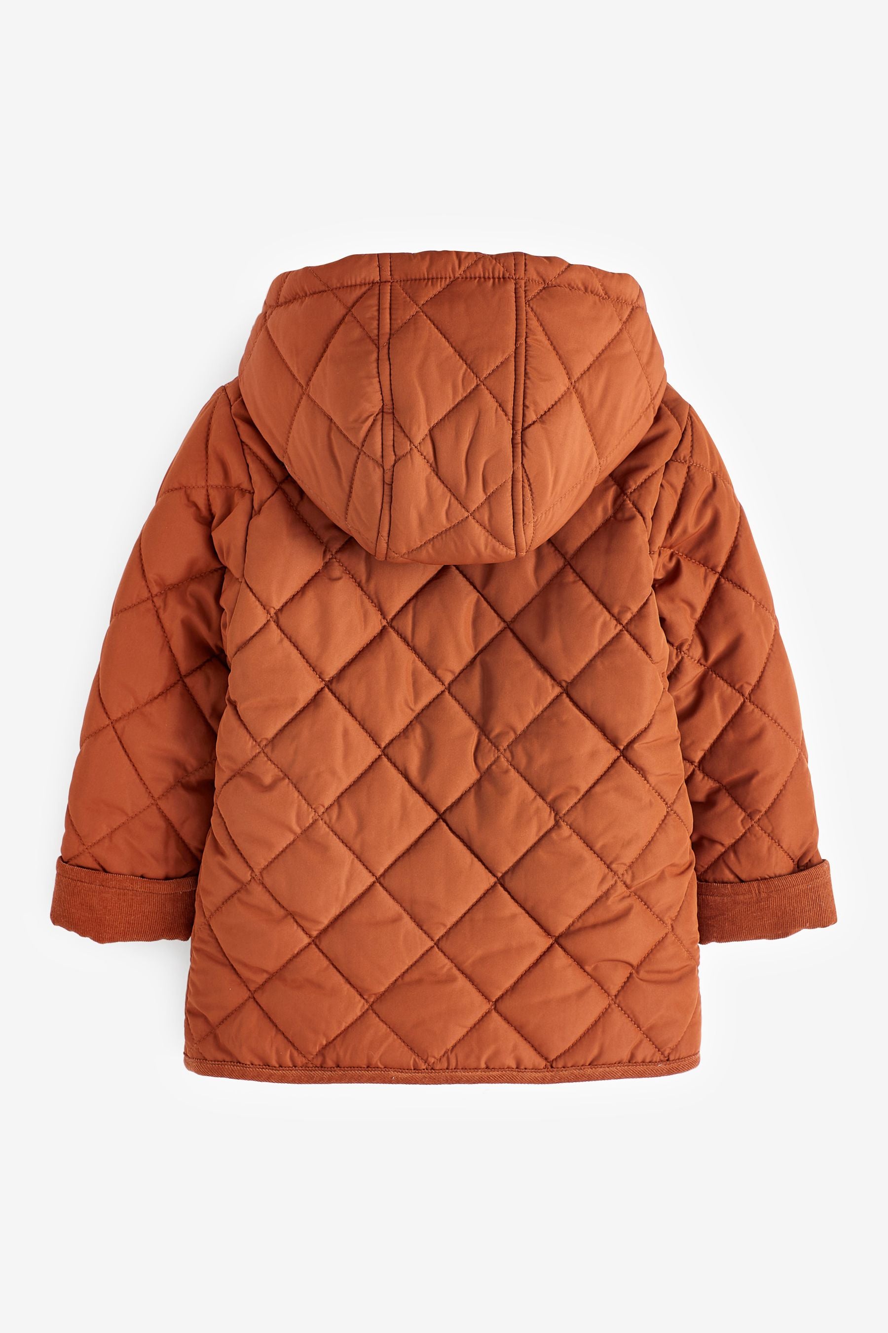 Rust Brown Quilted Teddy Borg Fleece Lined Jacket (3mths-7yrs)