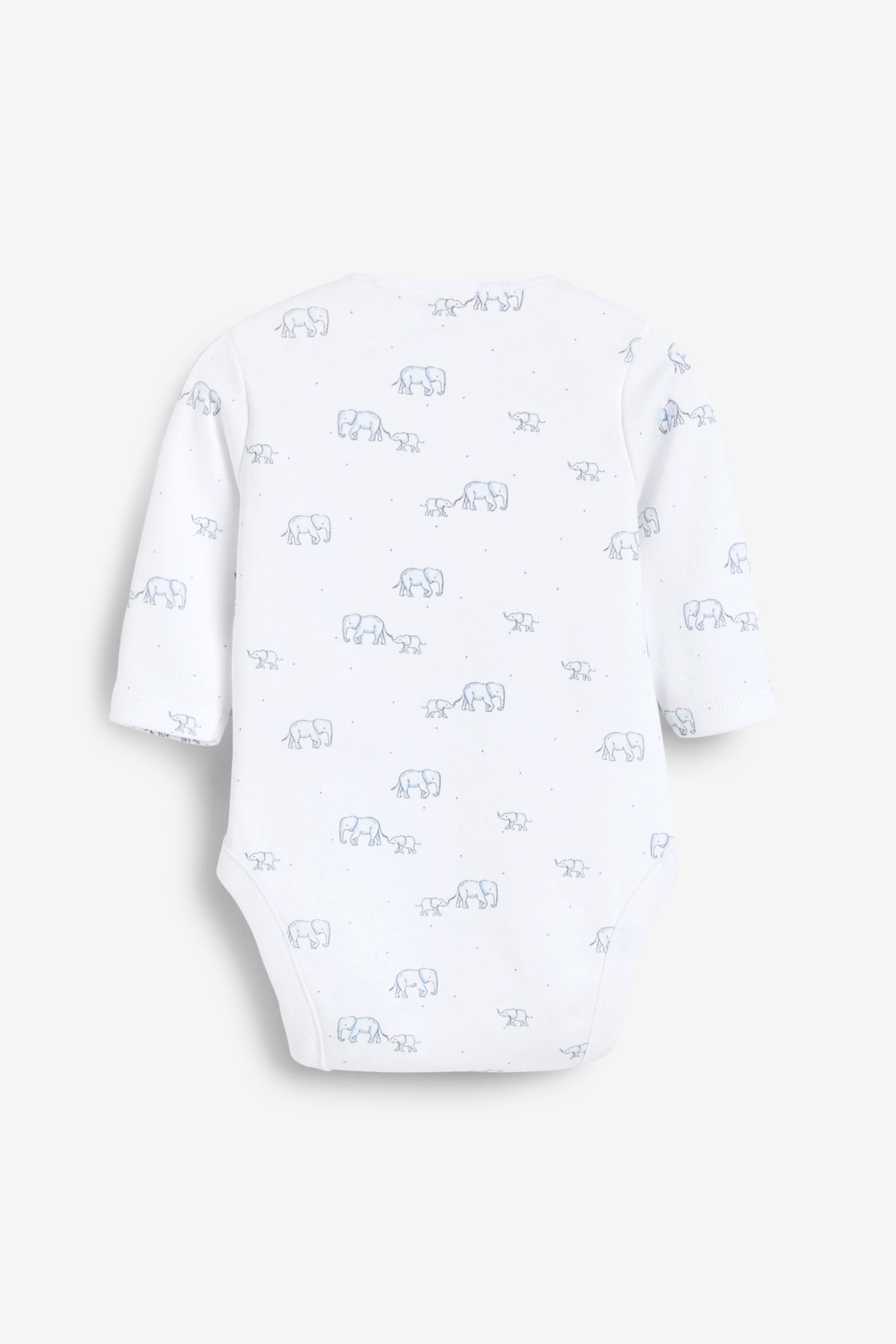 Pale Blue 4 Pack Elephant Long Sleeve Bodysuits (0-3yrs)