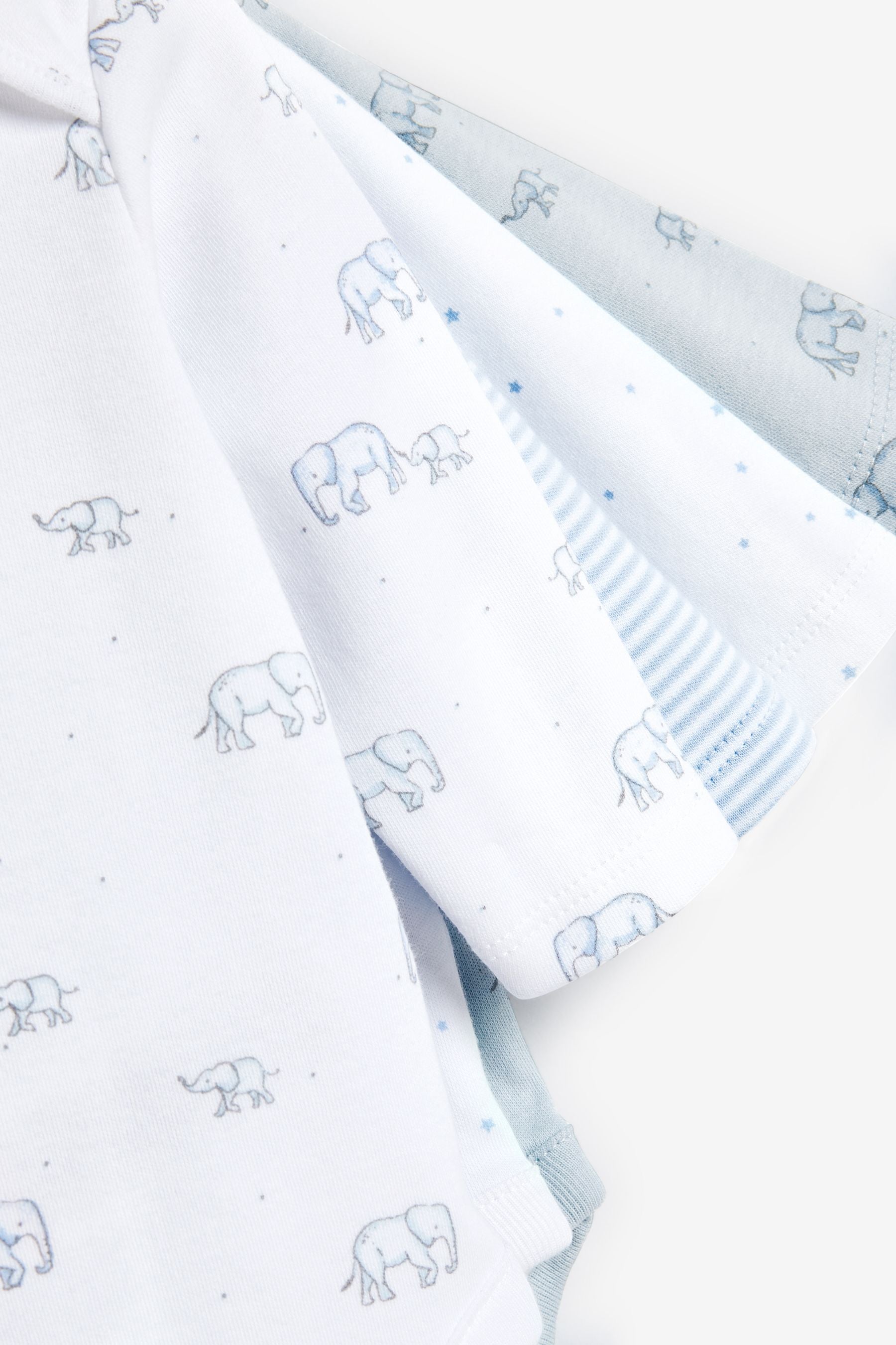 Pale Blue 4 Pack Elephant Long Sleeve Bodysuits (0-3yrs)