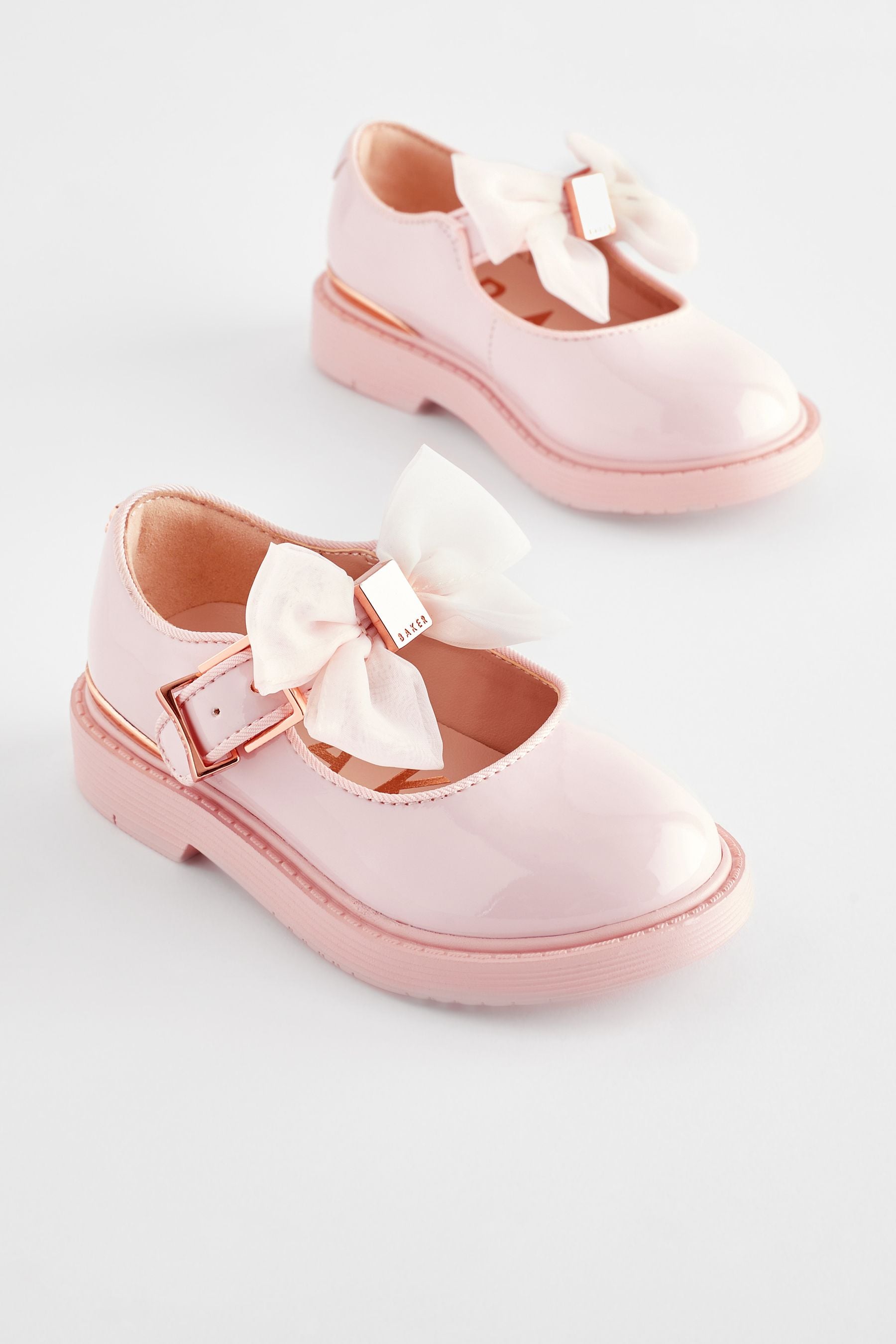 Pink Baker by Ted Baker Girls Back to School Mary Jane Black Shoes with Bow