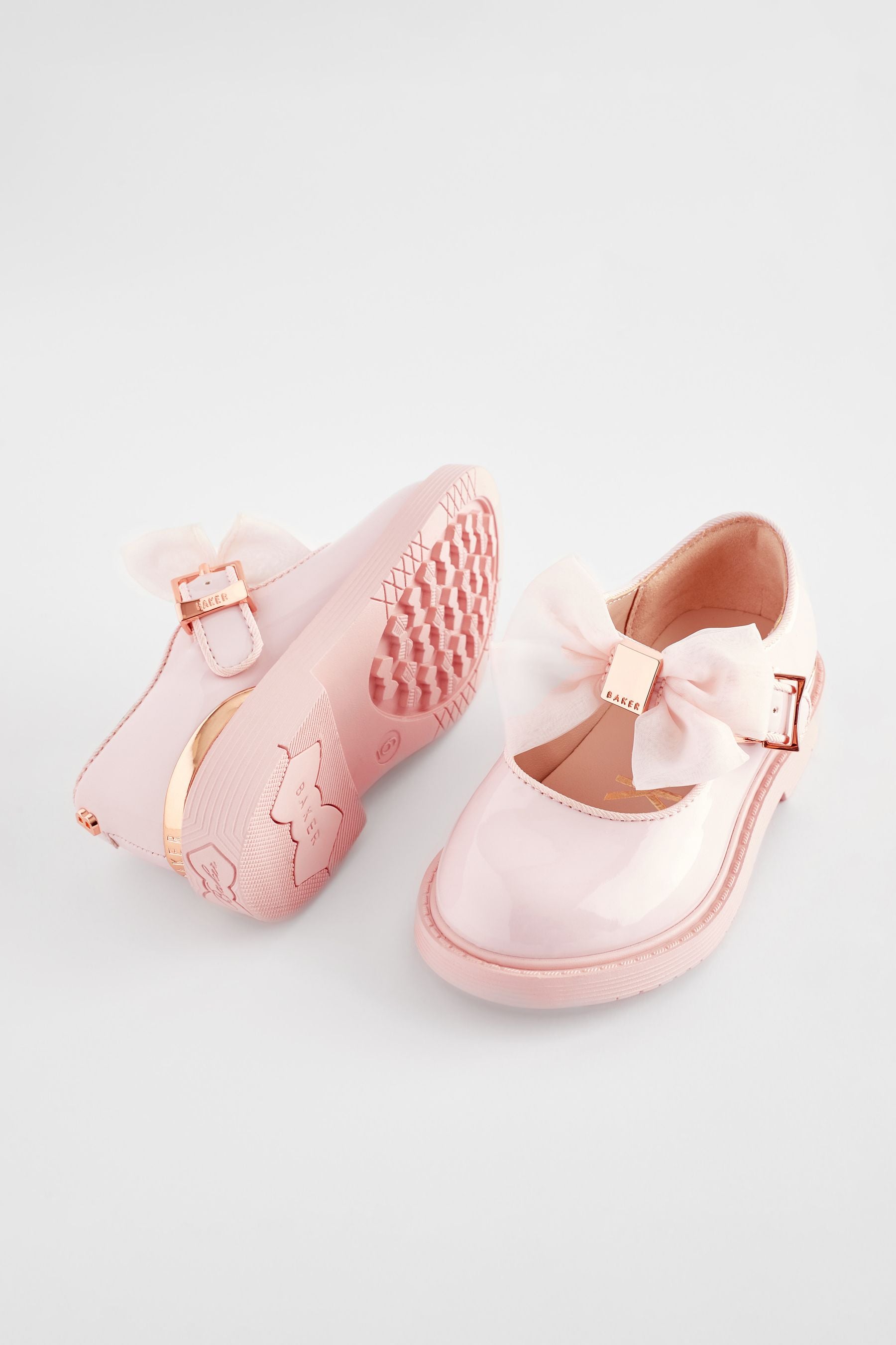 Pink Baker by Ted Baker Girls Back to School Mary Jane Black Shoes with Bow