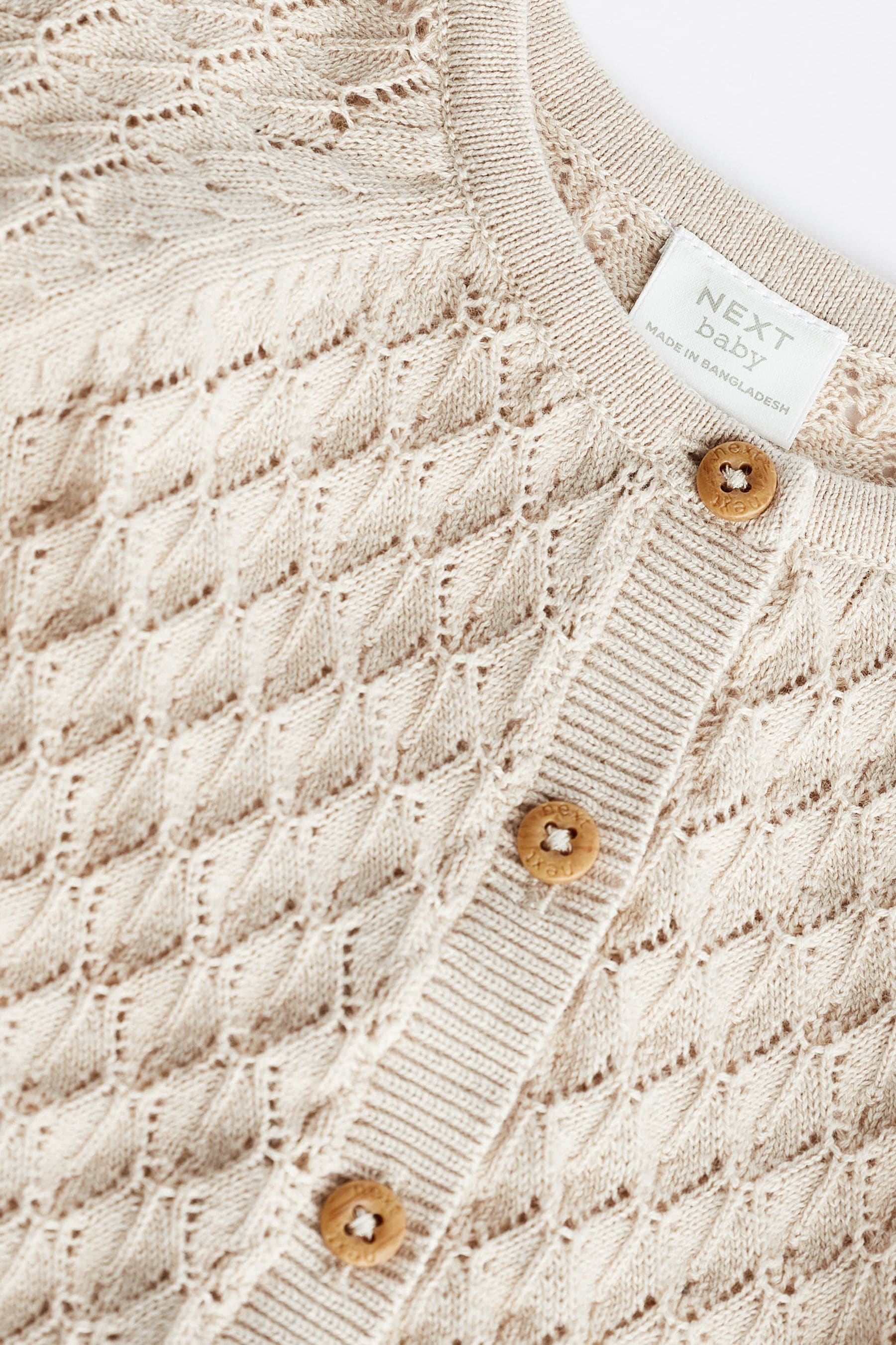 Neutral Baby Pointelle Knitted Cardigan (0mths-2yrs)