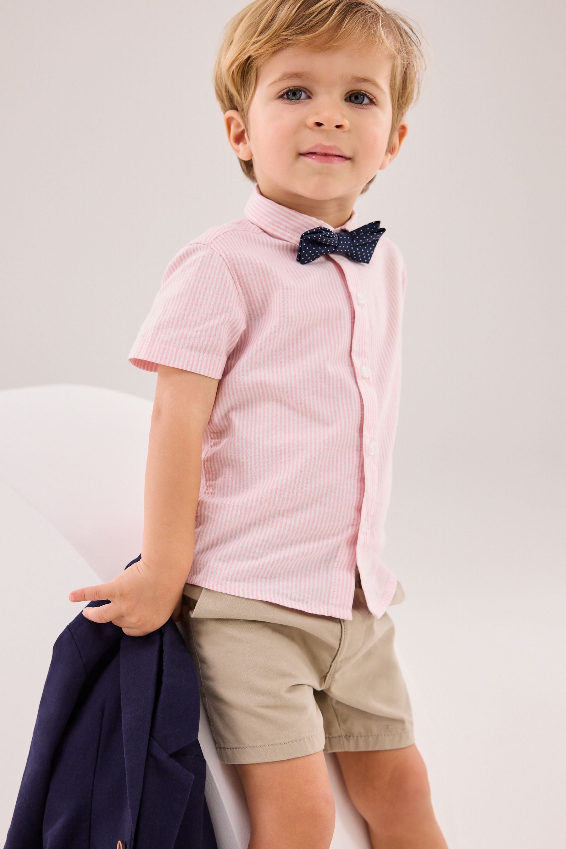 Navy Blazer, Shirt, Short & Bow Tie Set (3mths-9yrs)