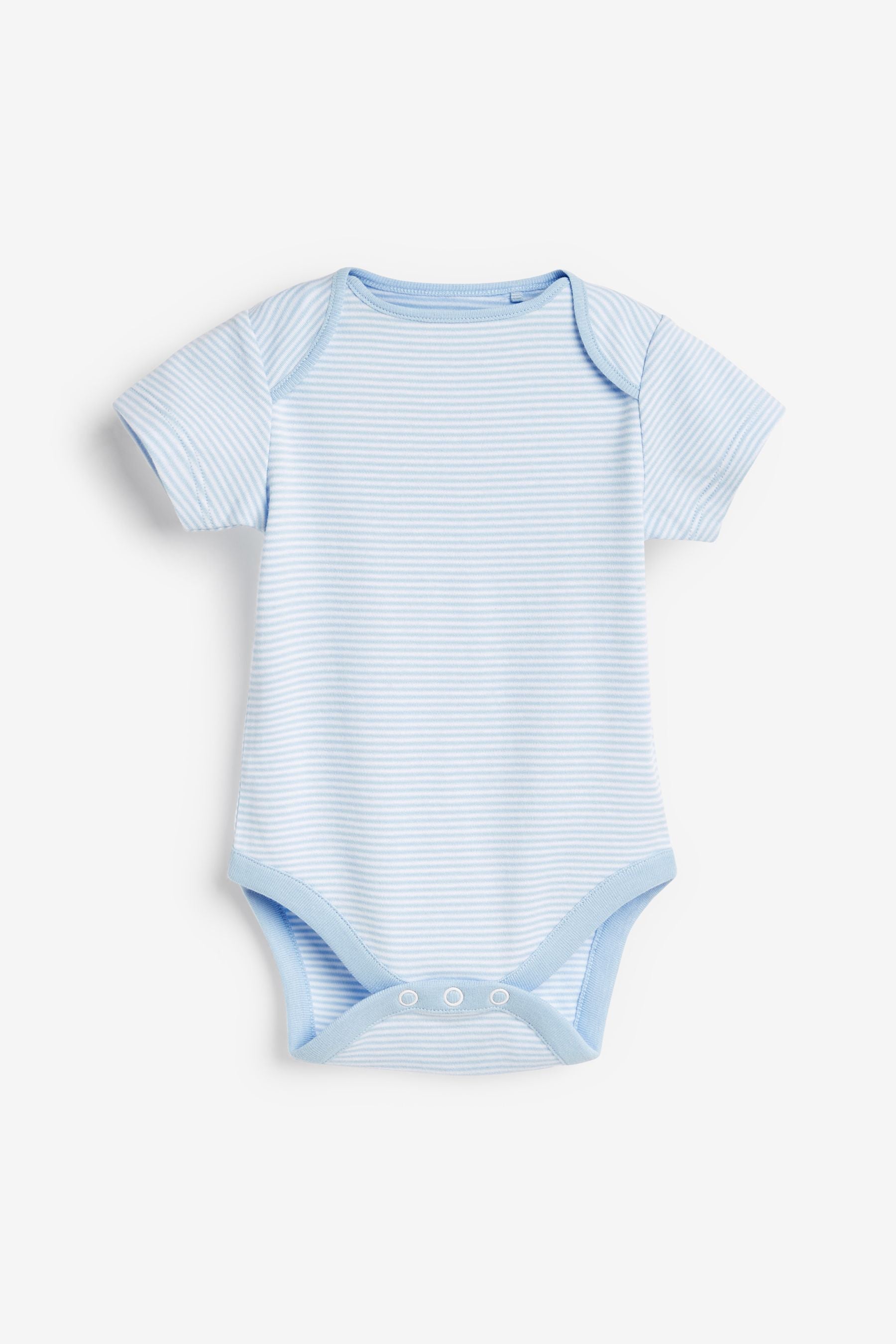 Pale Blue 4 Pack Cotton Elephant Short Sleeve Baby Bodysuits (0mths-3yrs)