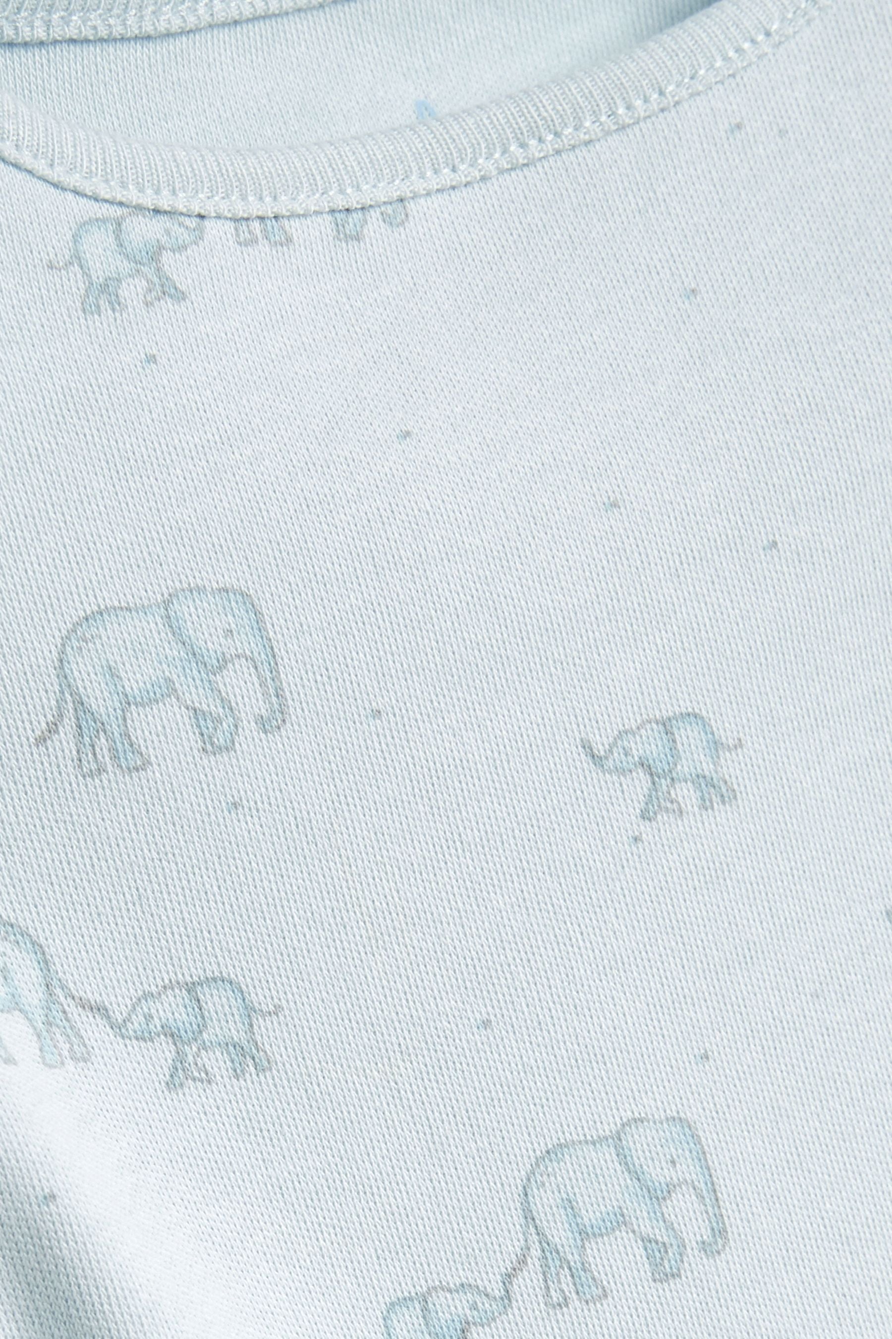 Pale Blue 4 Pack Cotton Elephant Short Sleeve Baby Bodysuits (0mths-3yrs)