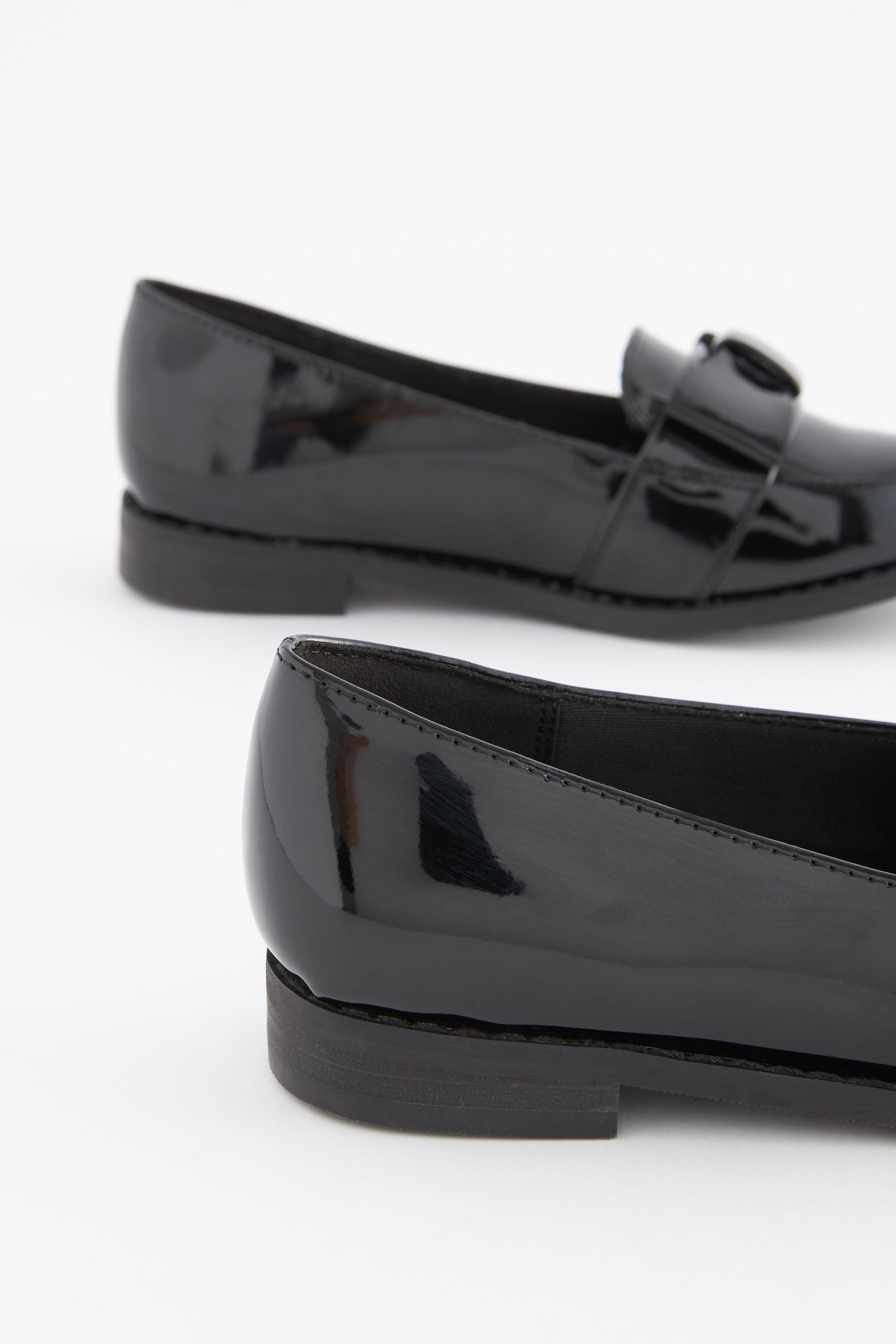 Black Patent School Bow Loafers