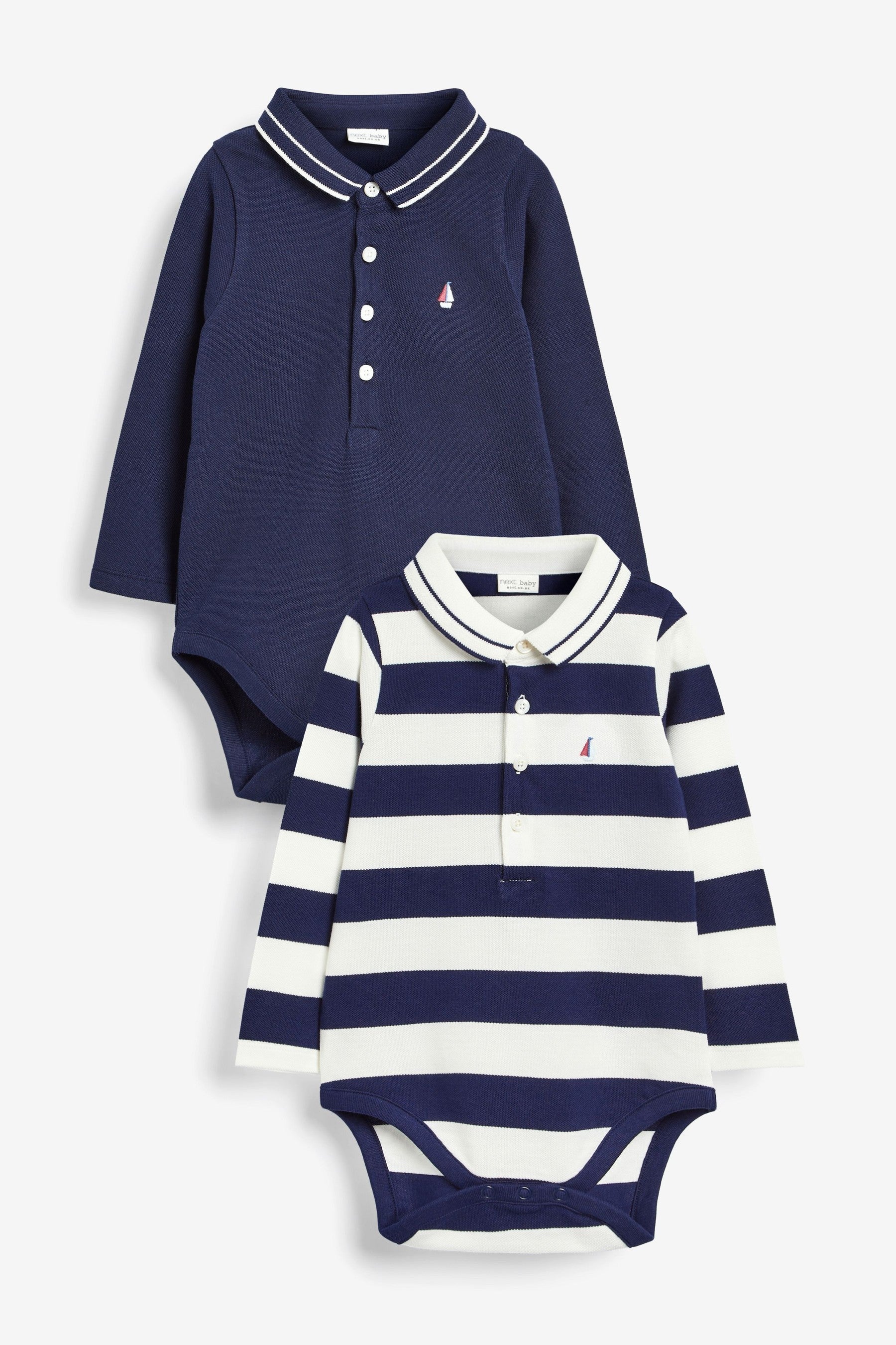 Navy/White 2 Pack Poloshirt Bodysuits