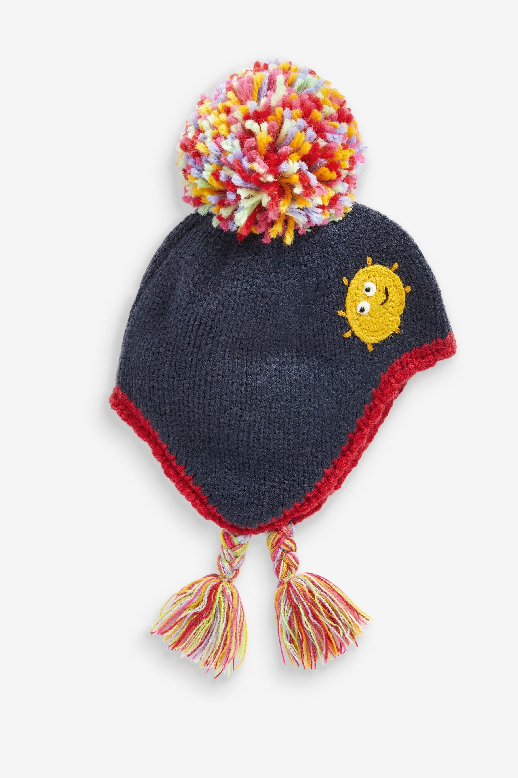 Navy Blue Rainbow Trapper Hat (3mths-6yrs)