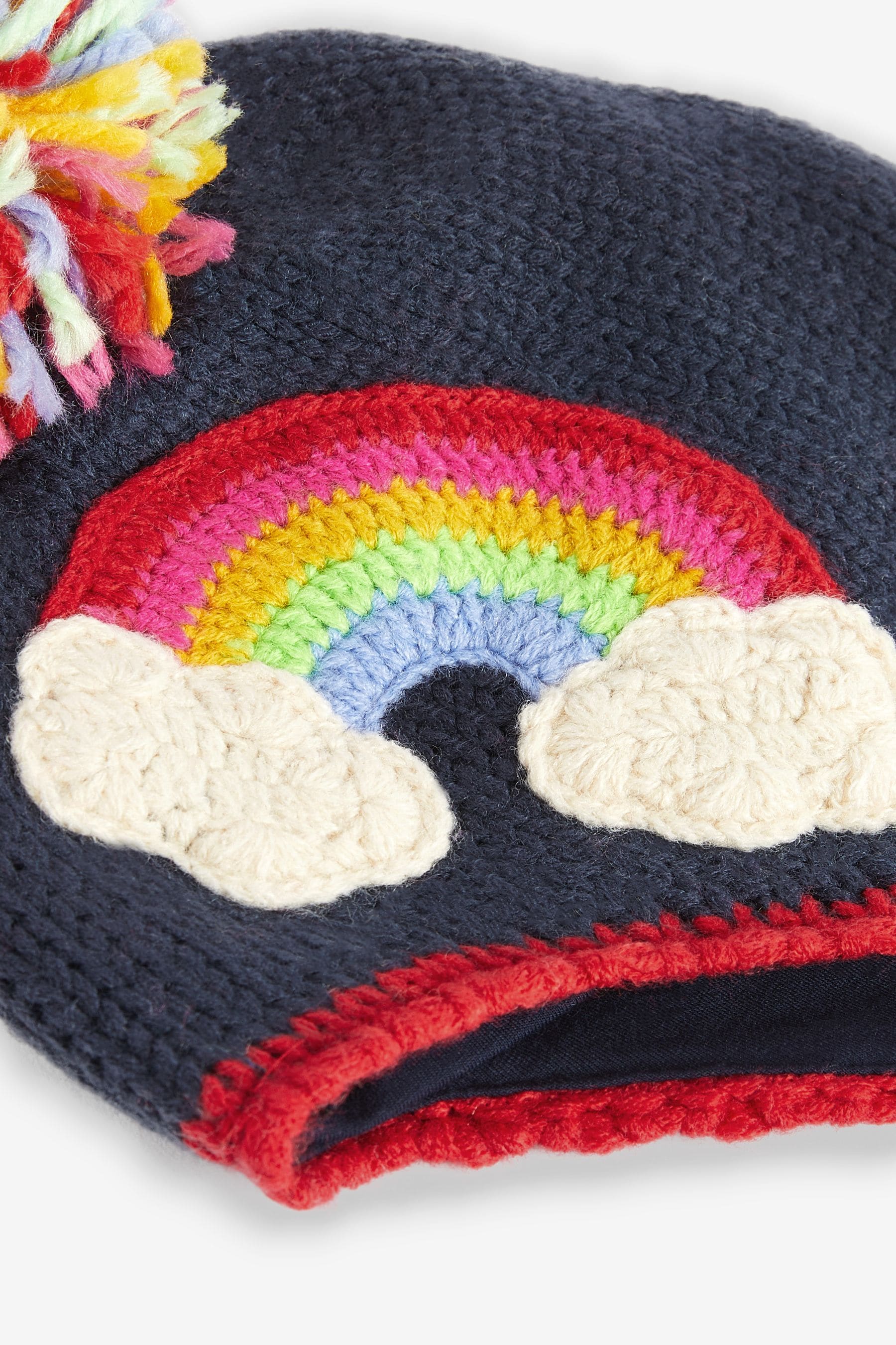 Navy Blue Rainbow Trapper Hat (3mths-6yrs)