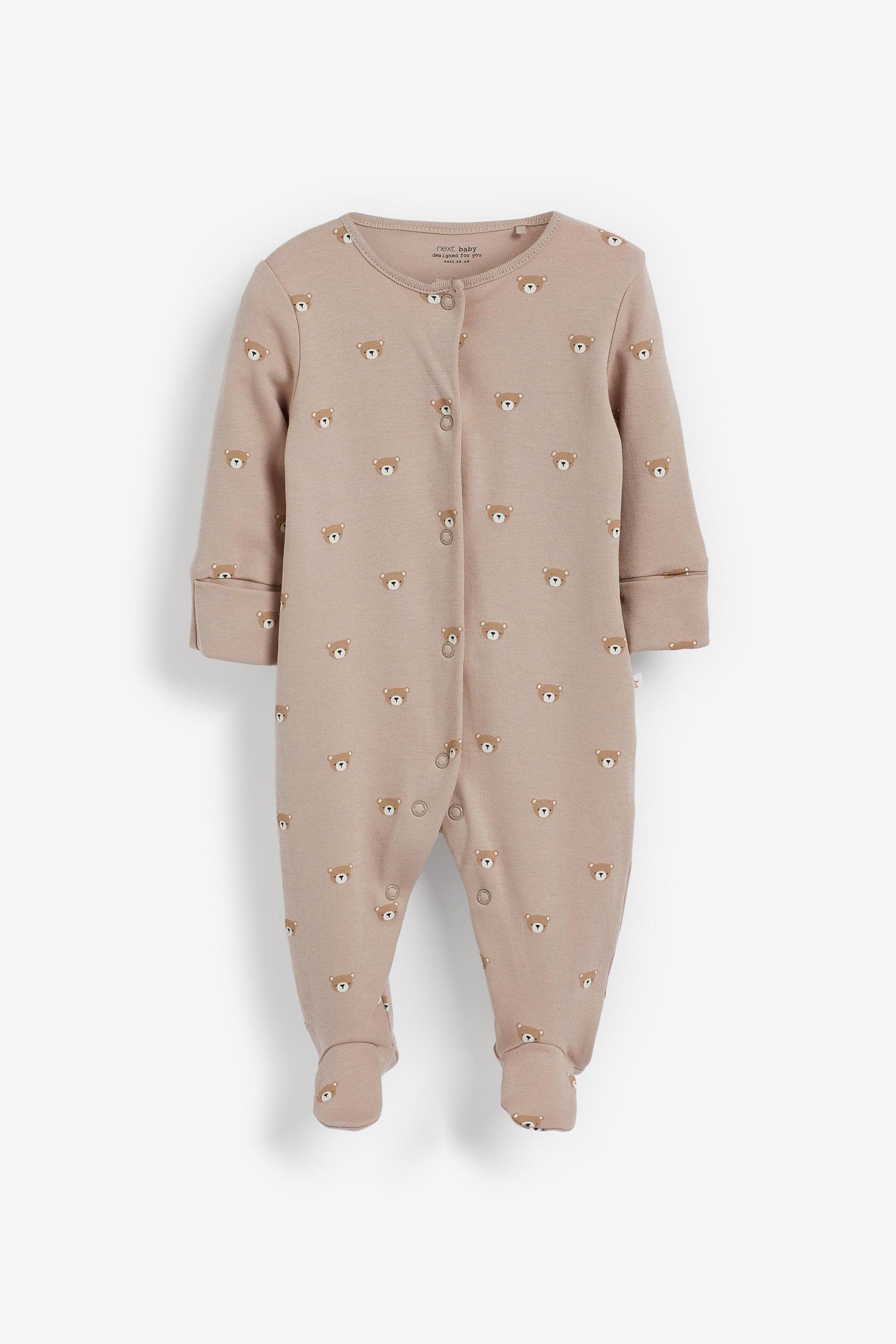 Tan Bear Baby 5 Pack Printed Sleepsuits (0-2yrs)