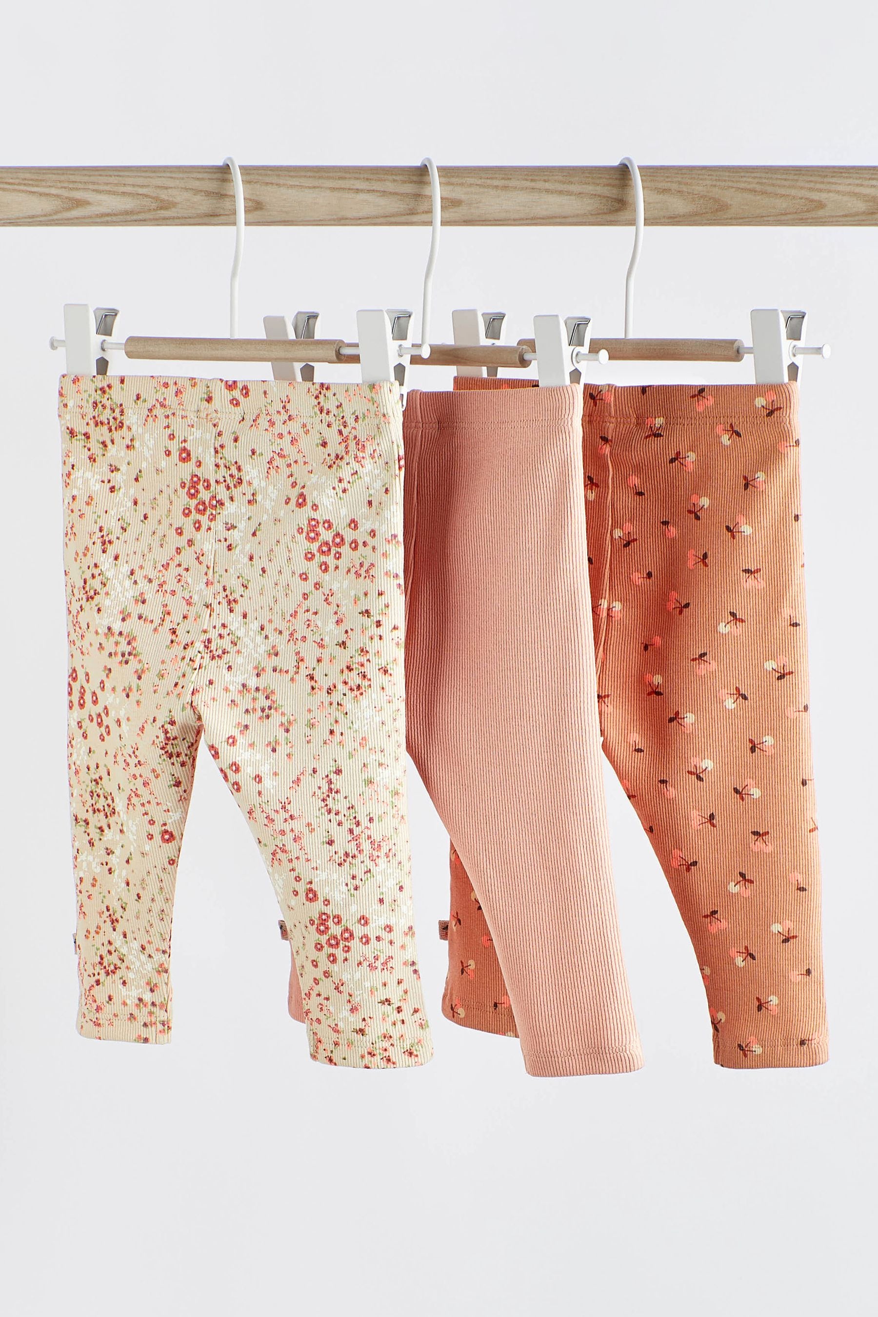 Rust/Brown/Tan Floral Baby Leggings 3 Pack