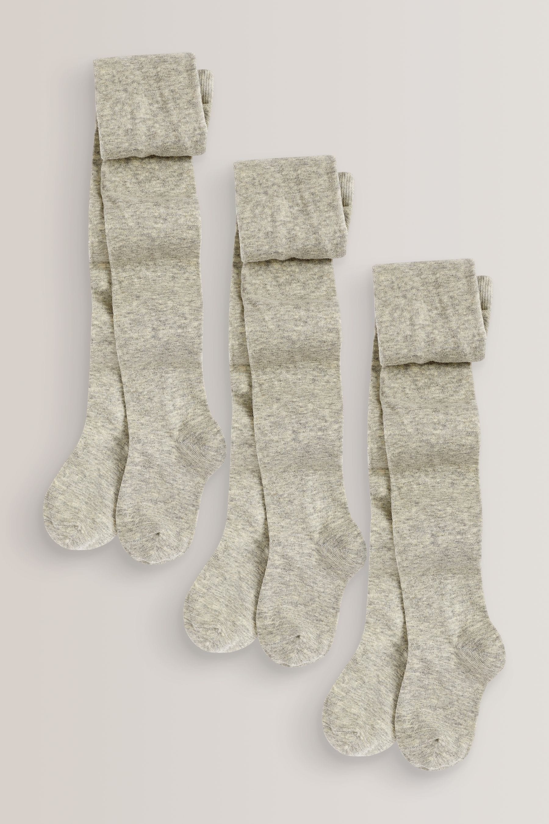 Grey Marl 3 Pack Cotton Rich School Tights