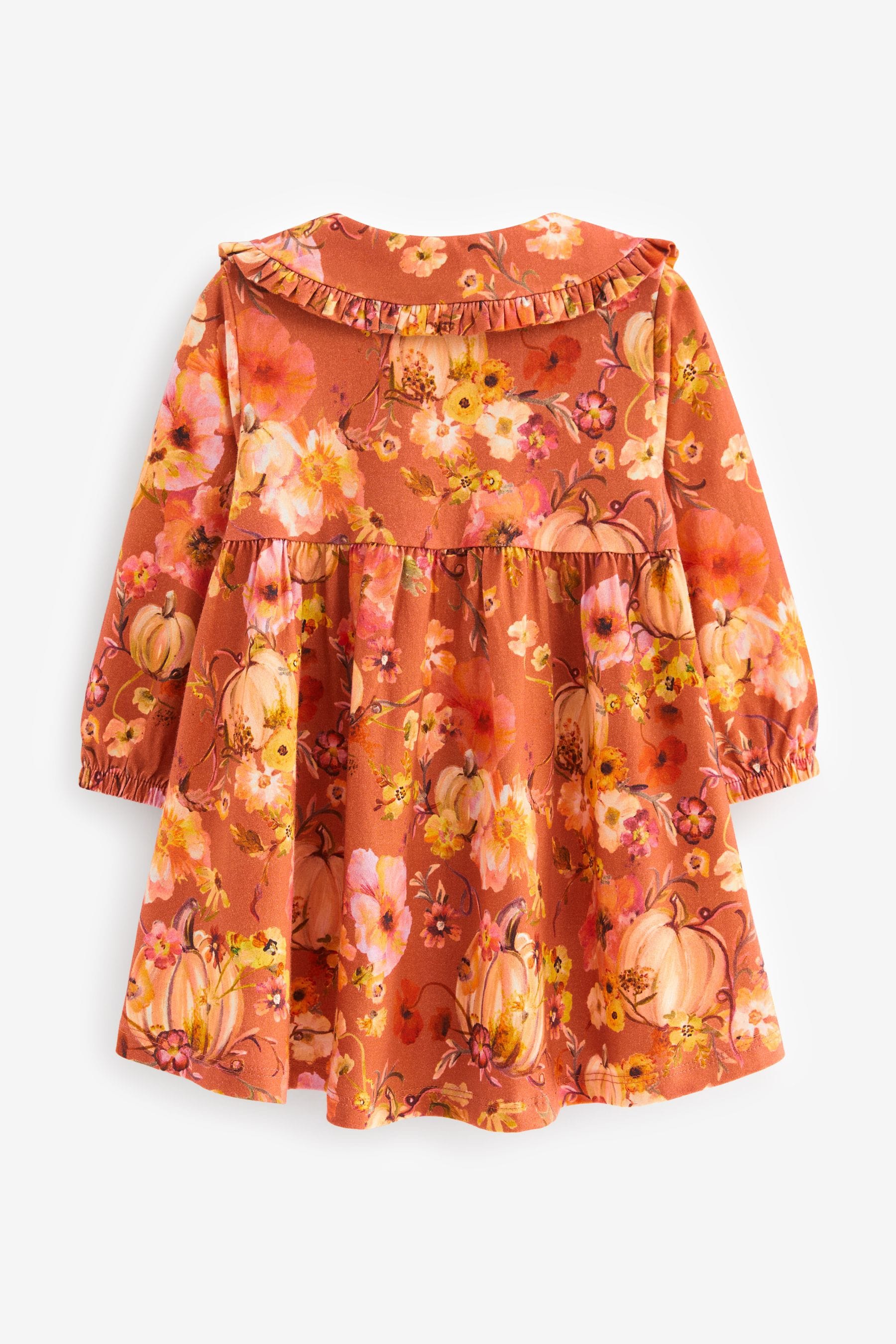 Pumpkin Print Long Sleeve Tea Dress (3mths-7yrs)