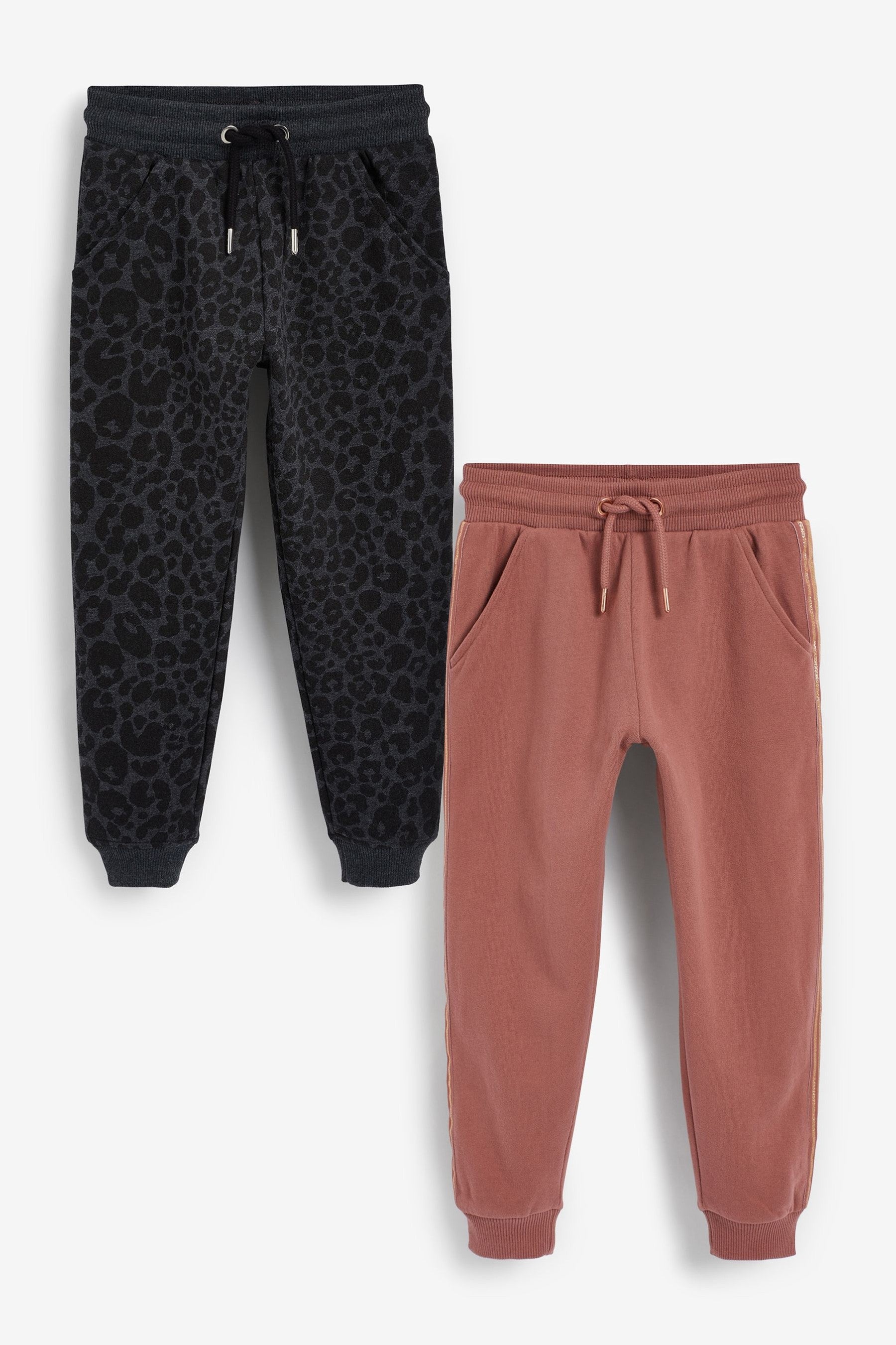 Black Animal Print/Blush Pink 2 Pack Joggers (3-16yrs)