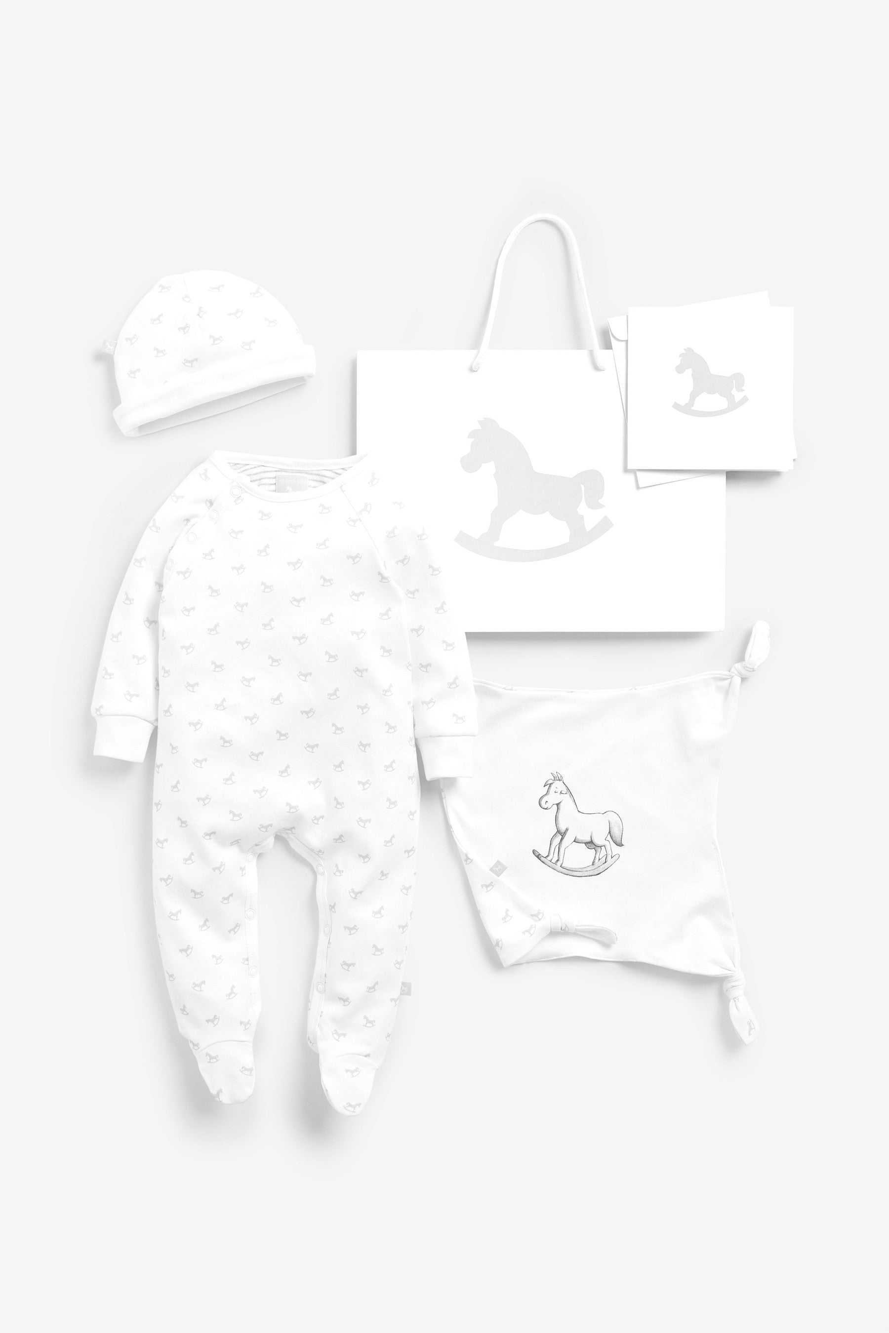 The Little Tailor White Sleepsuit, Hat & Comforter Gift Set