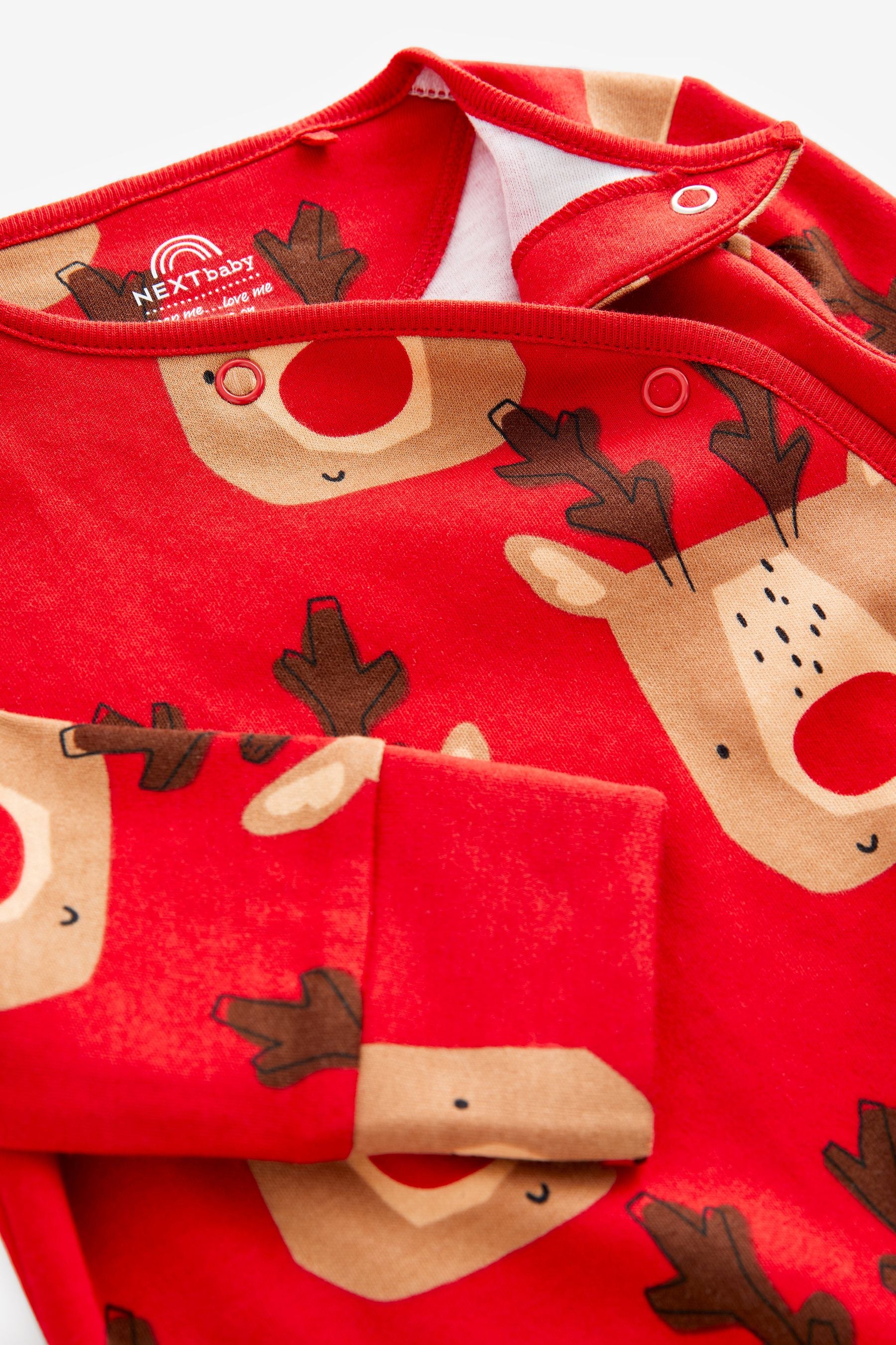 Red/Brown Christmas Baby Cotton Sleepsuit (0mths-3yrs)