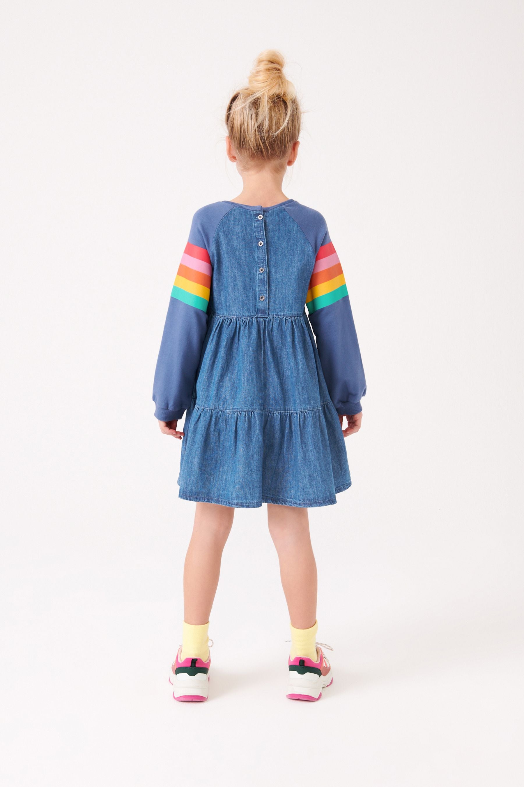 Rainbow Raglan Denim Dress (3-16yrs)