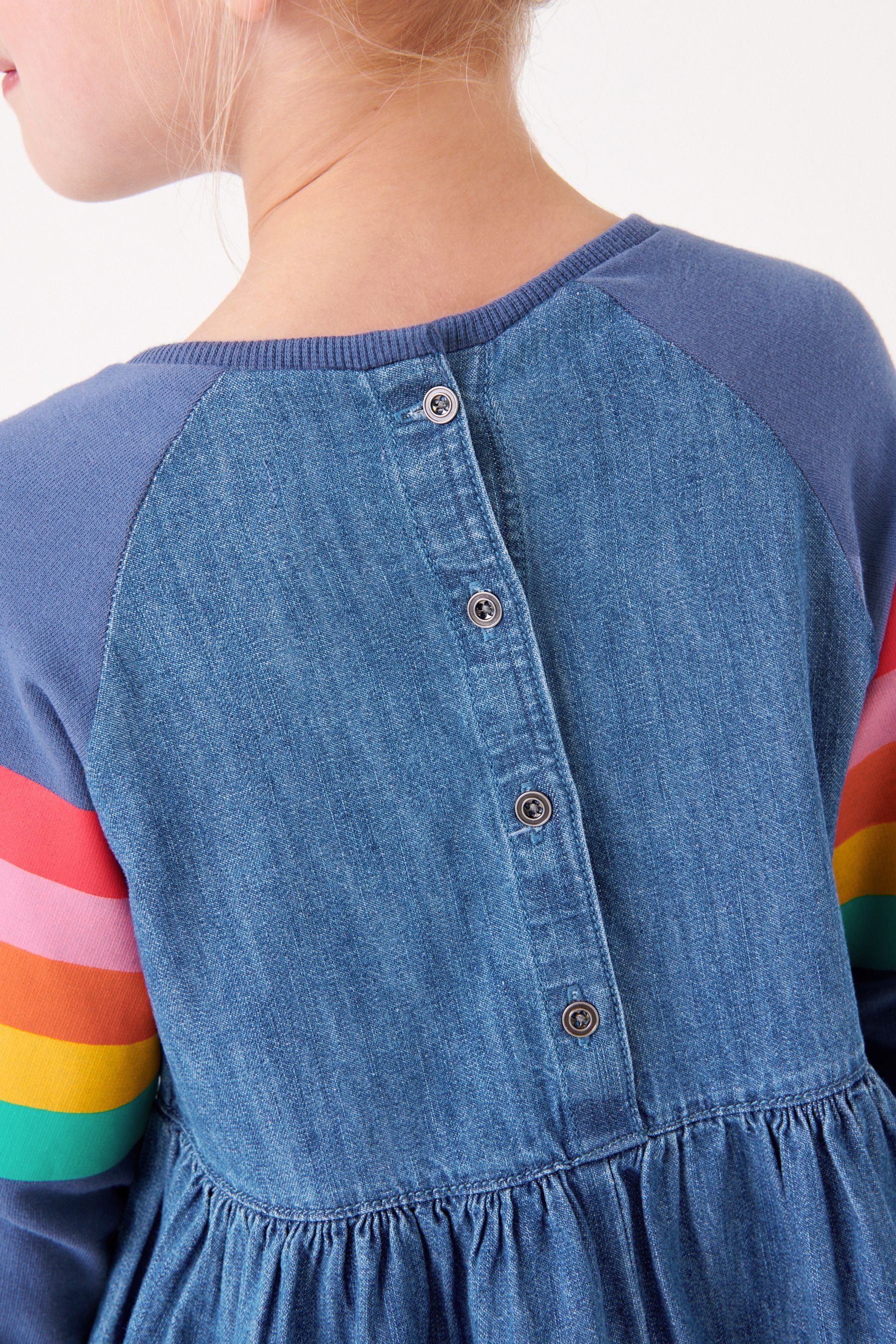 Rainbow Raglan Denim Dress (3-16yrs)