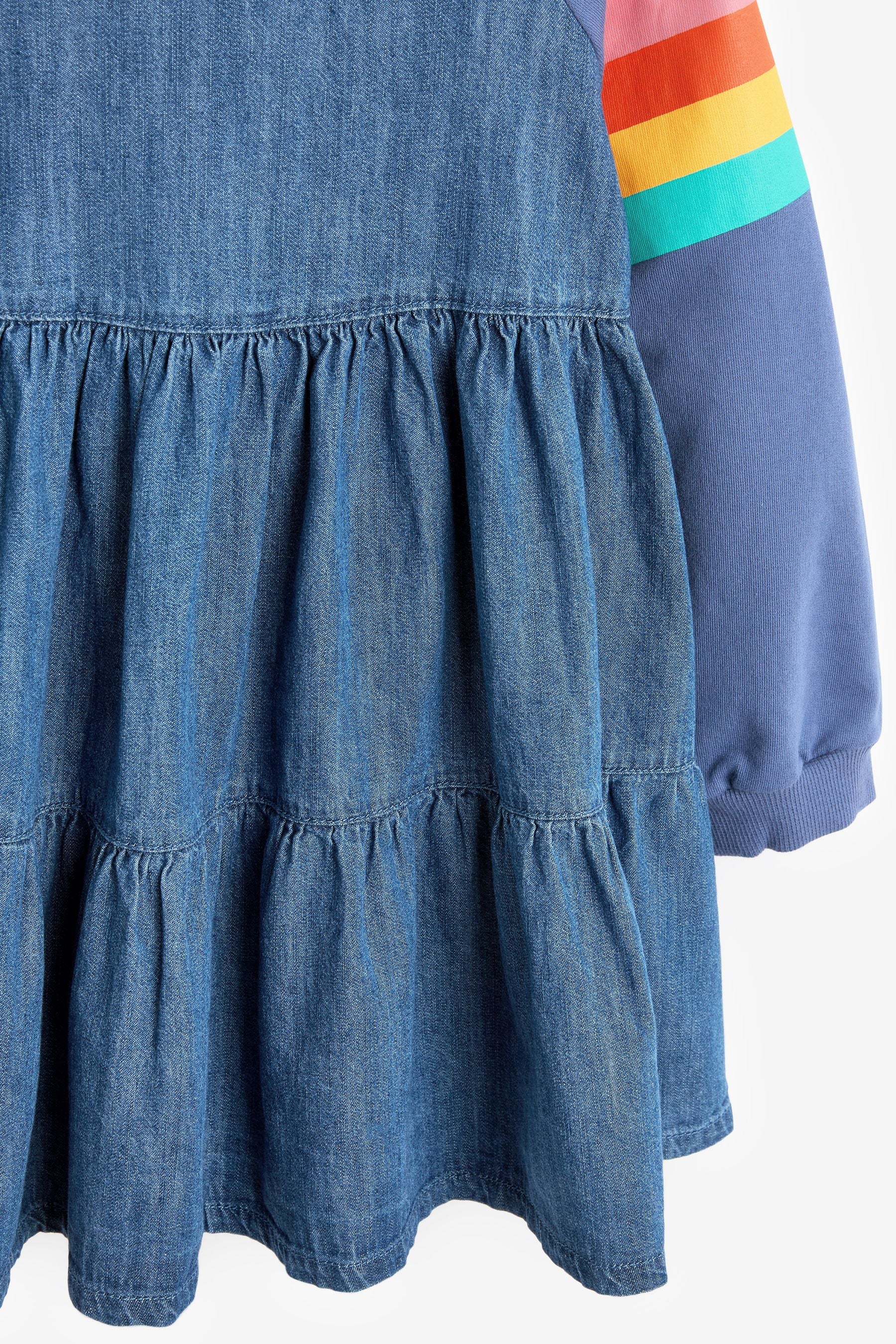 Rainbow Raglan Denim Dress (3-16yrs)