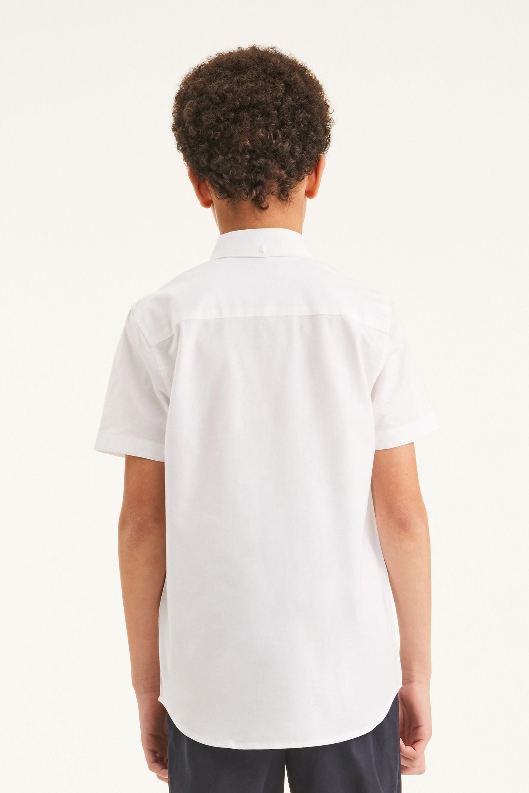 White Plain Short Sleeve Cotton Rich Oxford Shirt (3-16yrs)