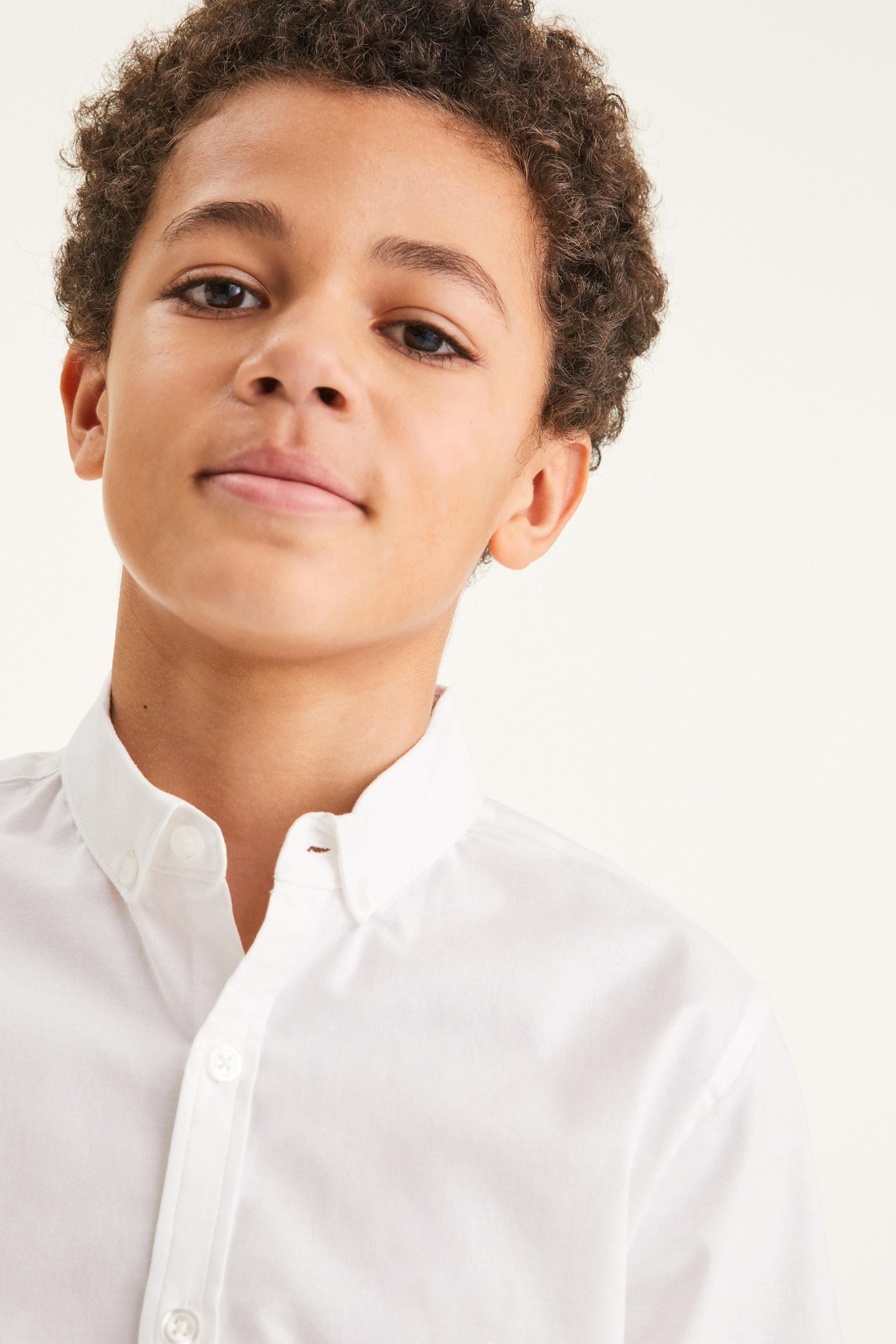 White Plain Short Sleeve Cotton Rich Oxford Shirt (3-16yrs)