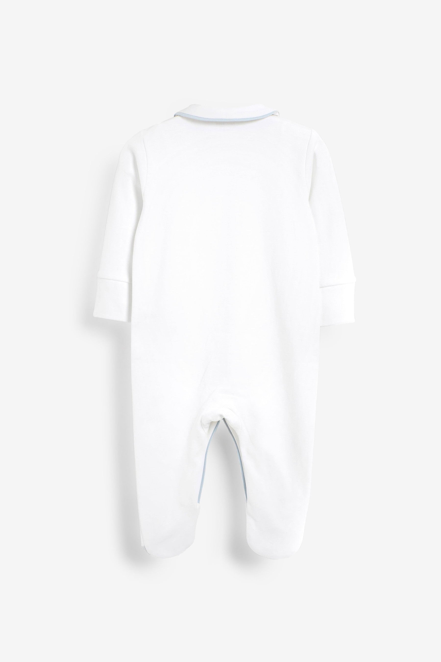 Blue Premium Embroidered Baby Sleepsuit (0-2yrs)