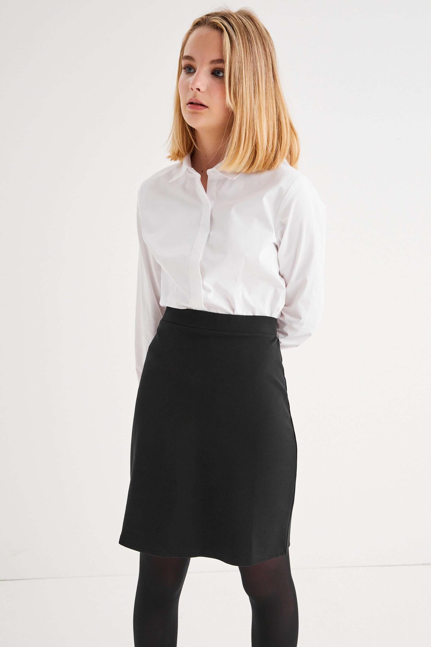 Black Senior Jersey Stretch Pull-On Pencil Skirt (9-18yrs)