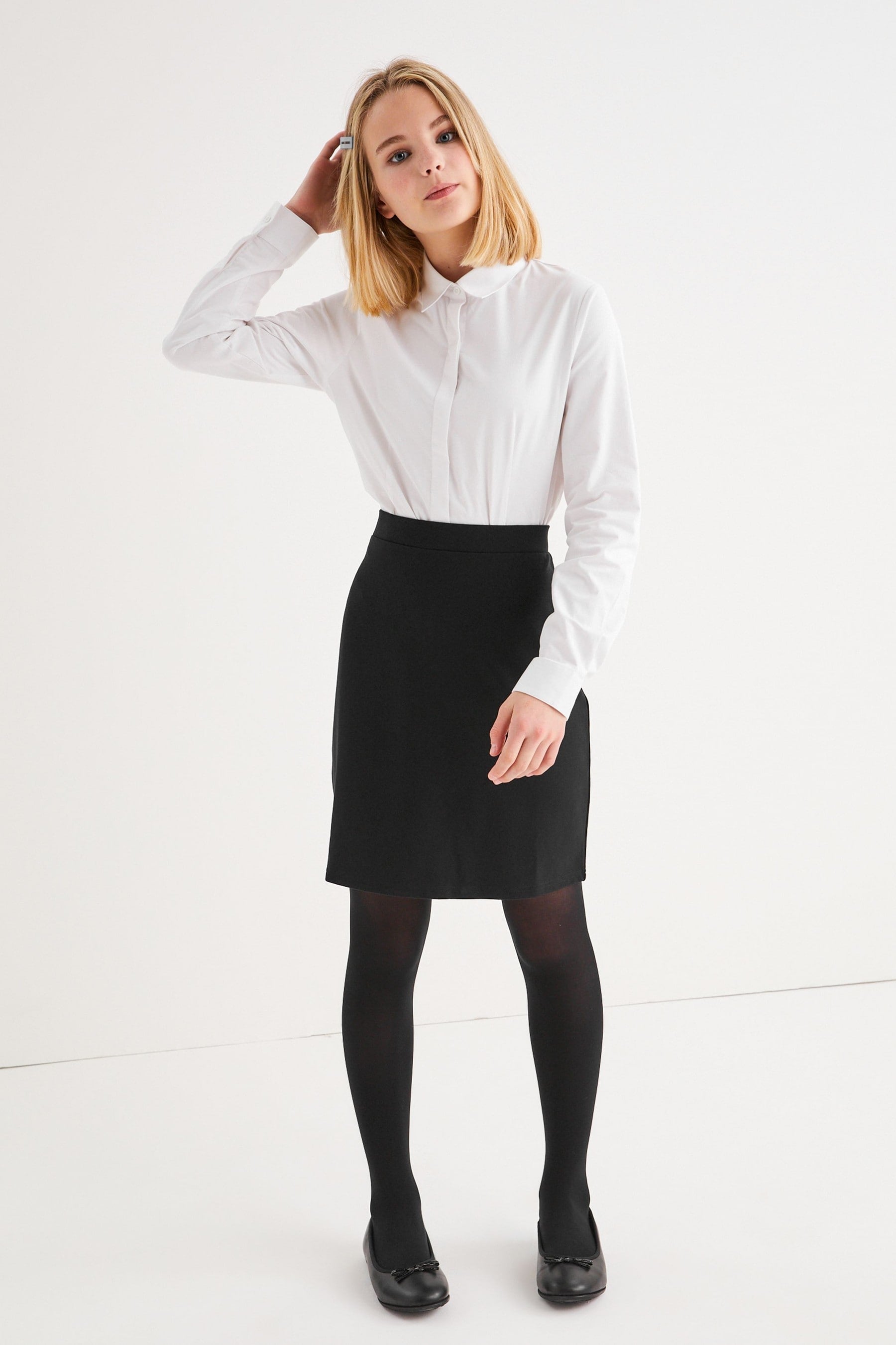 Black Senior Jersey Stretch Pull-On Pencil Skirt (9-18yrs)