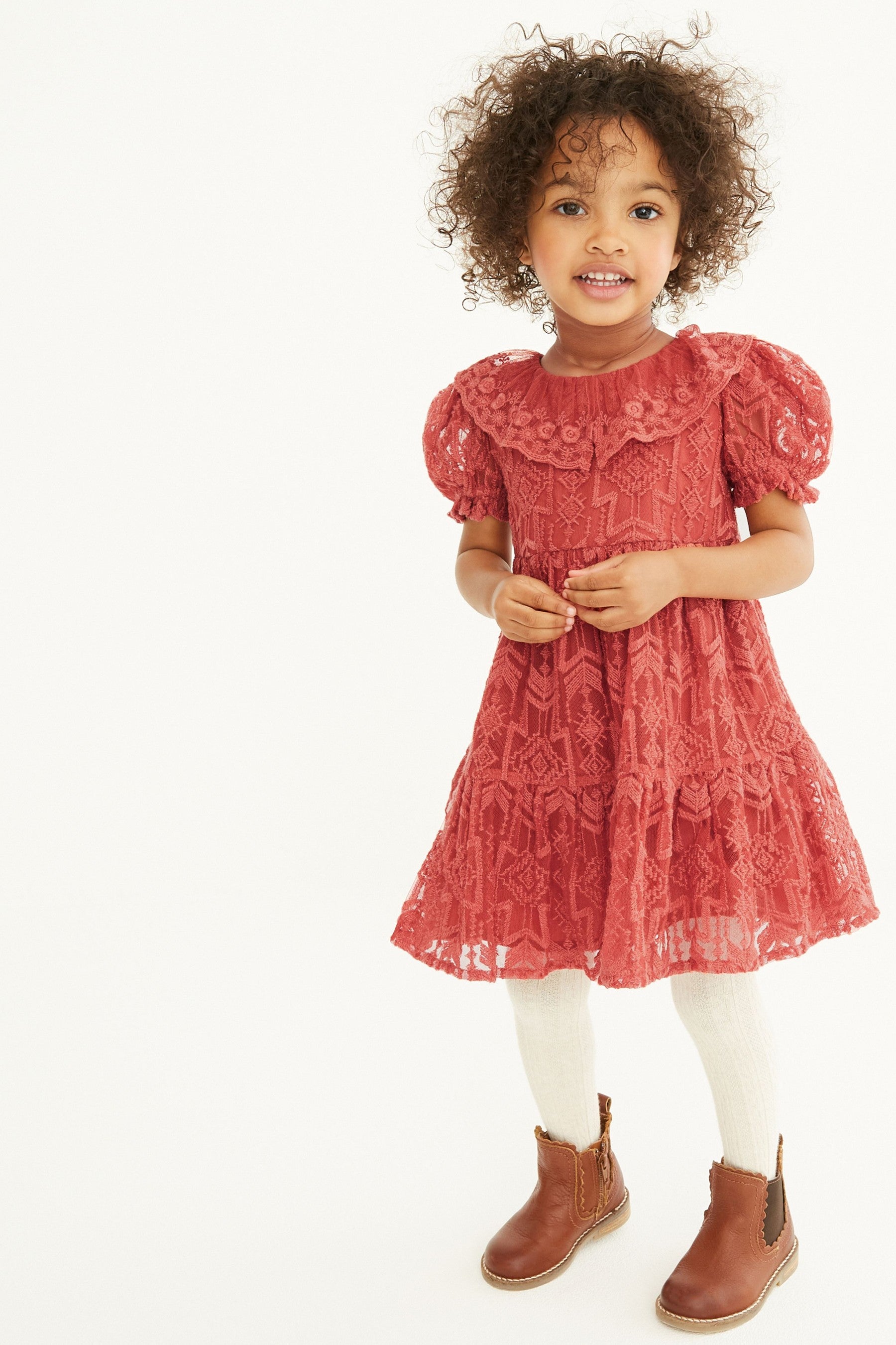 Rust Brown Lace Dress (3mths-7yrs)