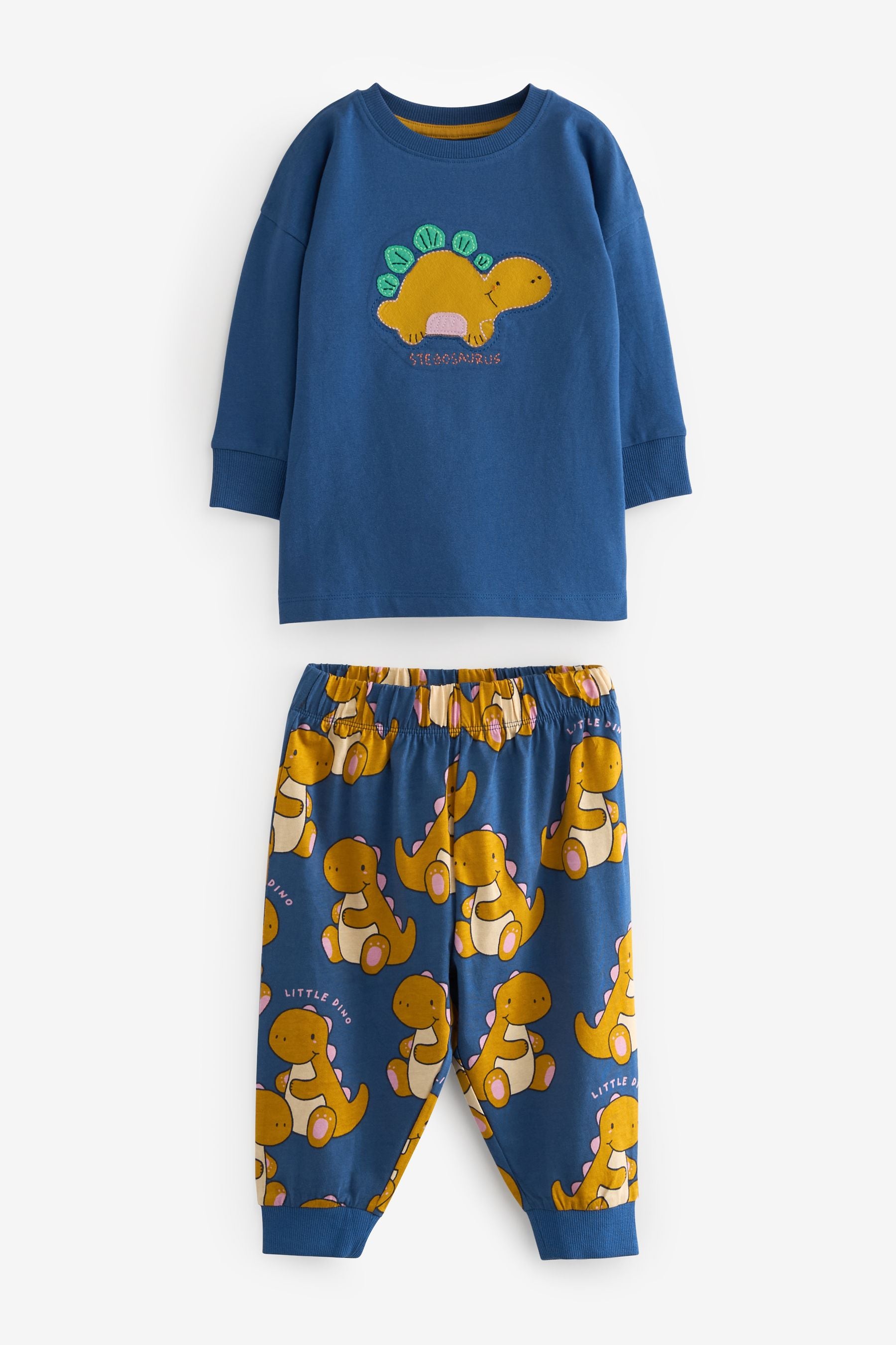 Cobalt Blue/Ochre Yellow Dinosaur Oversized Pyjamas 3 Pack (9mths-8yrs)