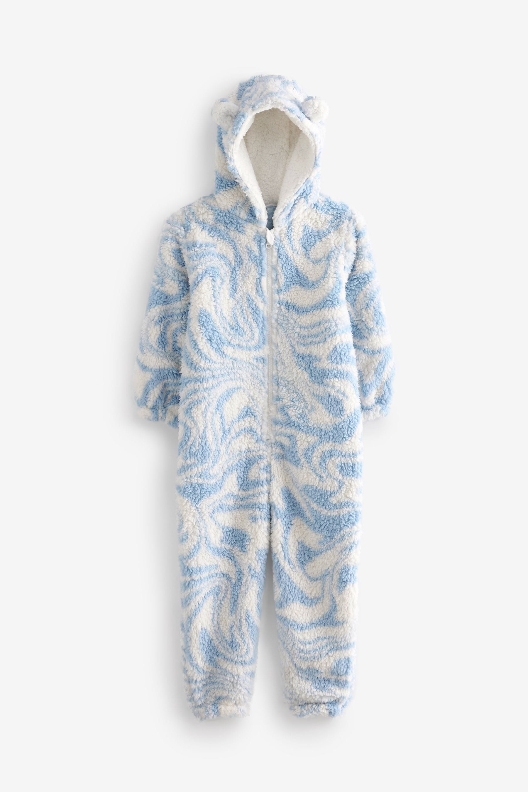 Blue/White Swirl Teddy Borg Fleece All-In-One (3-16yrs)