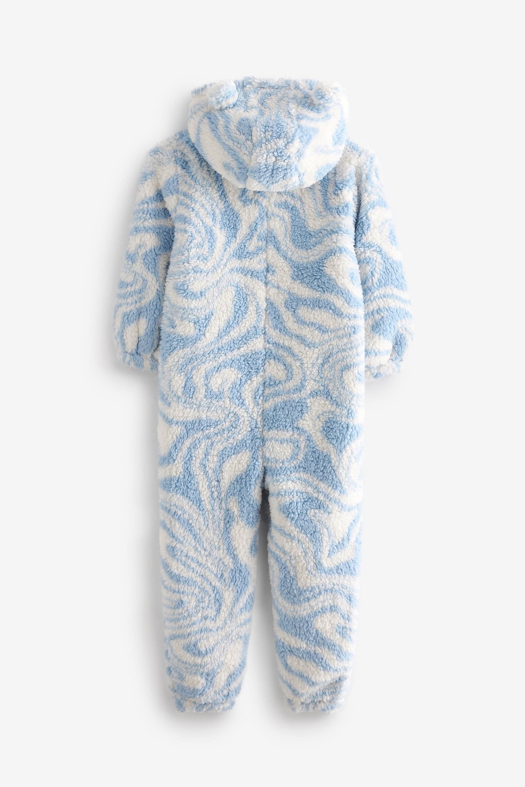 Blue/White Swirl Teddy Borg Fleece All-In-One (3-16yrs)