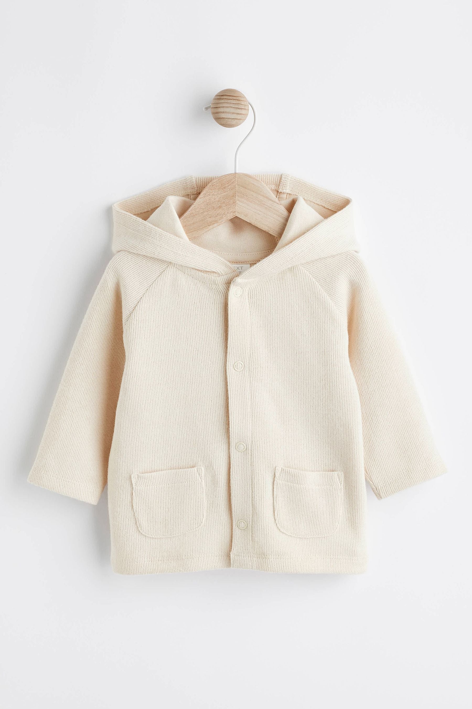 Cream Slogan Back Hooded Jersey Baby Jacket