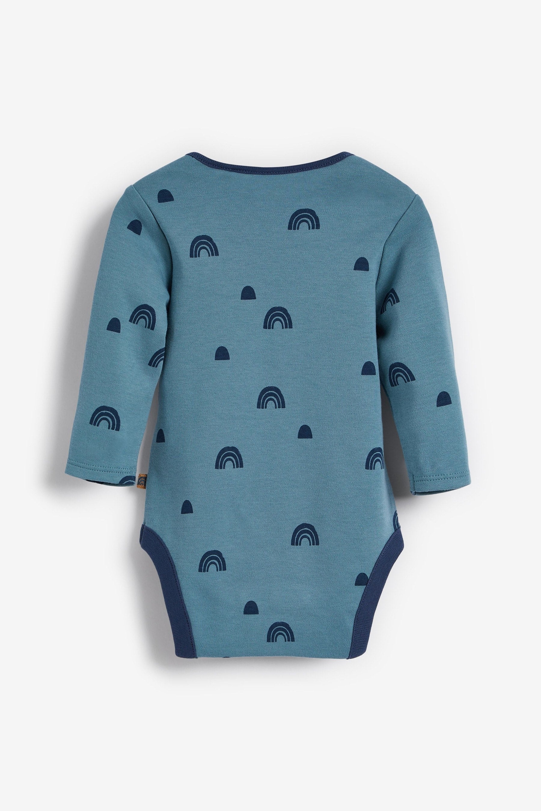 Blue Mini Print Baby Long Sleeve Bodysuits 3 Pack