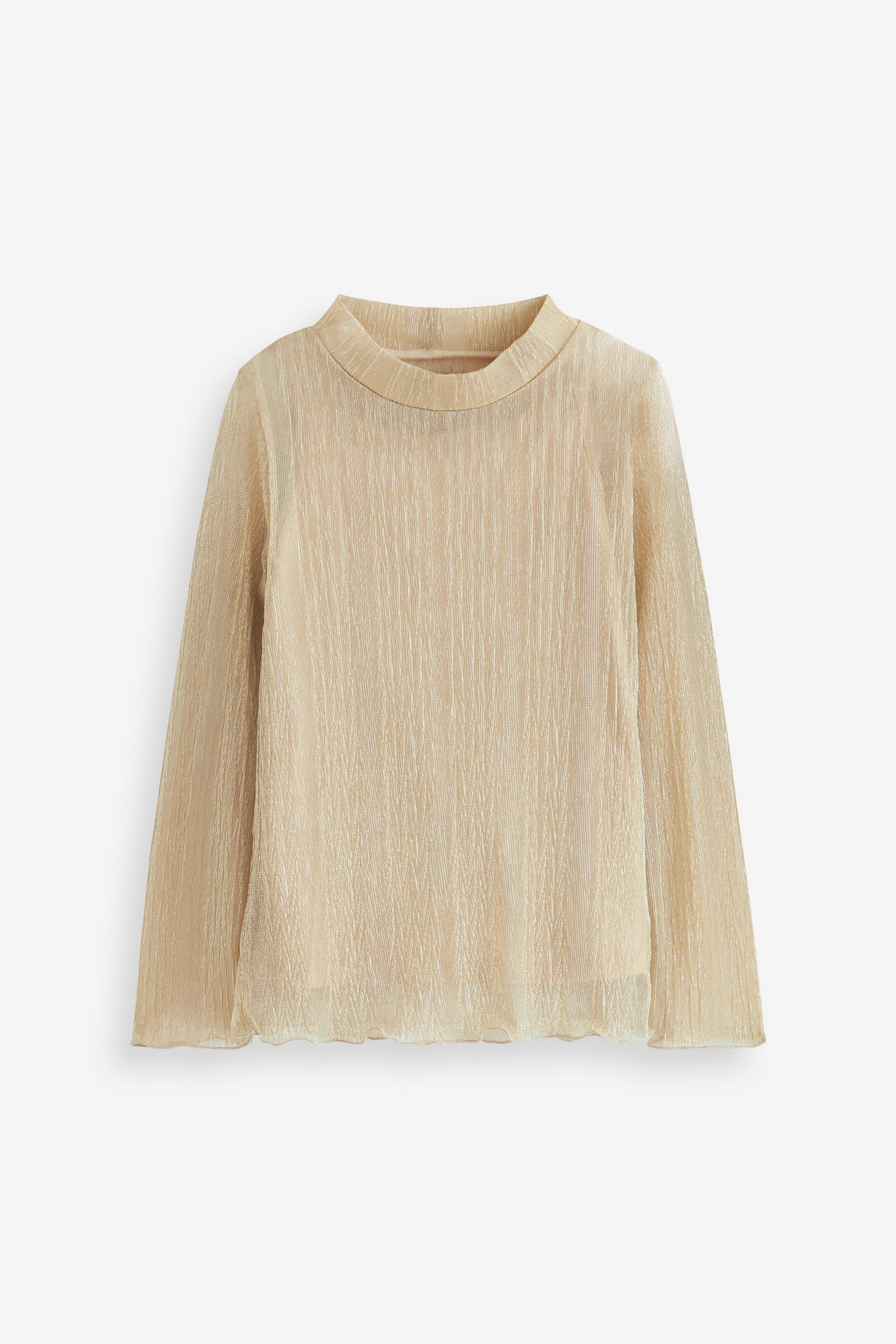 Gold High Neck Sparkle Mesh Top (3-16yrs)